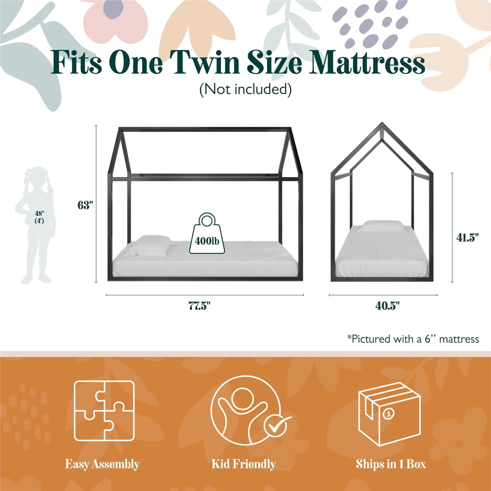 Max & Finn Skyler Metal Montessori House Bed, Twin, Black - Image 13