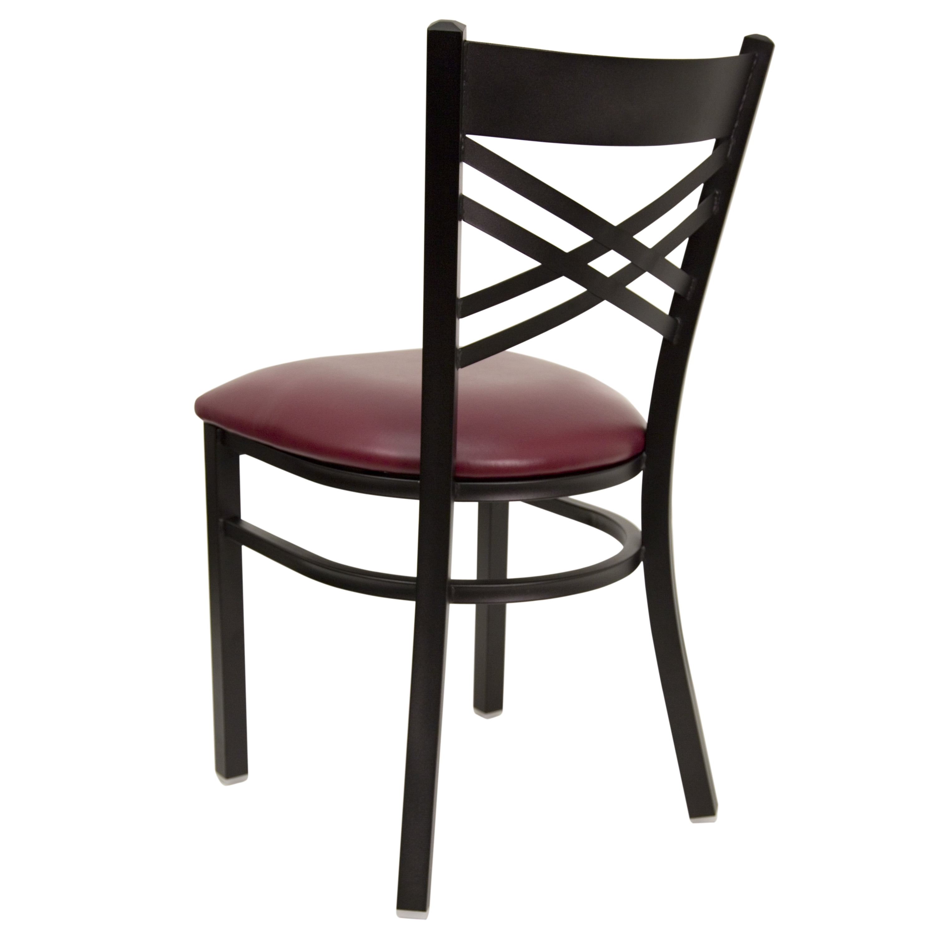 Flash Furniture HERCULES Series Black ''X'' Back Metal Restaurant Chair - Burgundy Vinyl Seat - Image 11