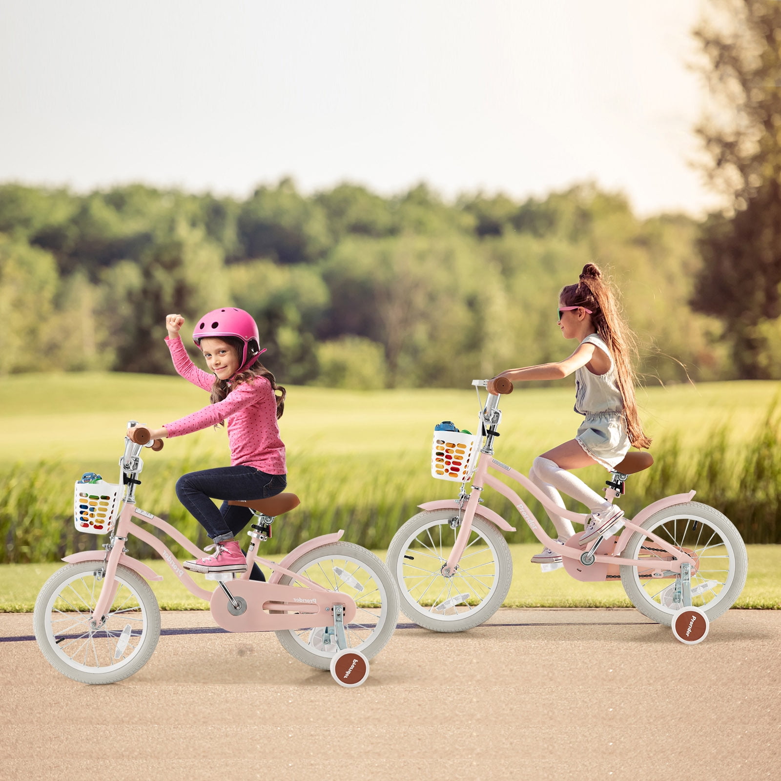 Costway 18'' Kids Bike Toddler Bicycle with Training Wheel Kickstand for 4-8 Years Old Pink - Image 5