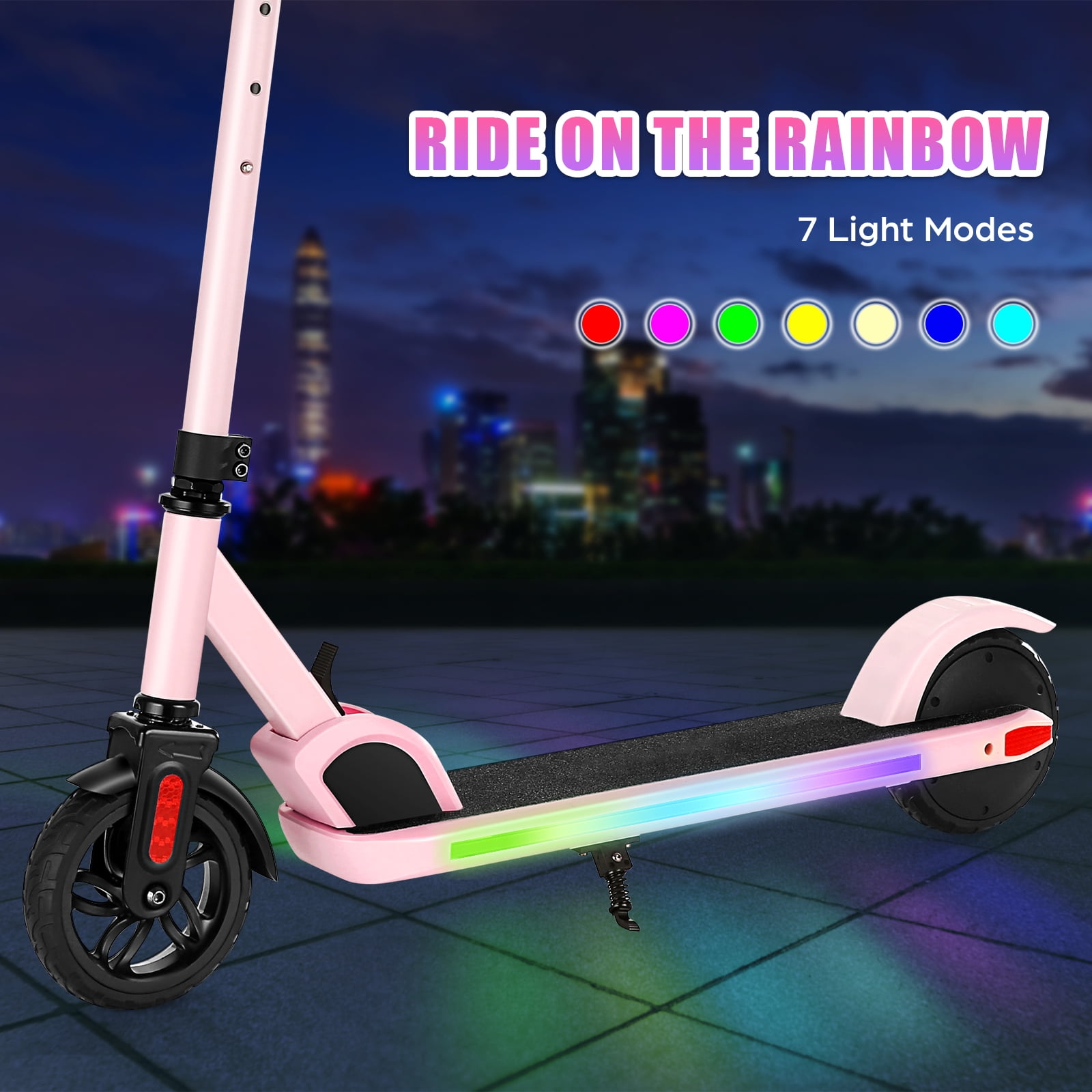 SANOPY Electric Scooter for Kids Ages 6-14, Adjustable Speed & Height, Colorful Lights, LED Display, 150W Motor, up to 10 mph, 80 Mins Ride Time, Pink - Image 7