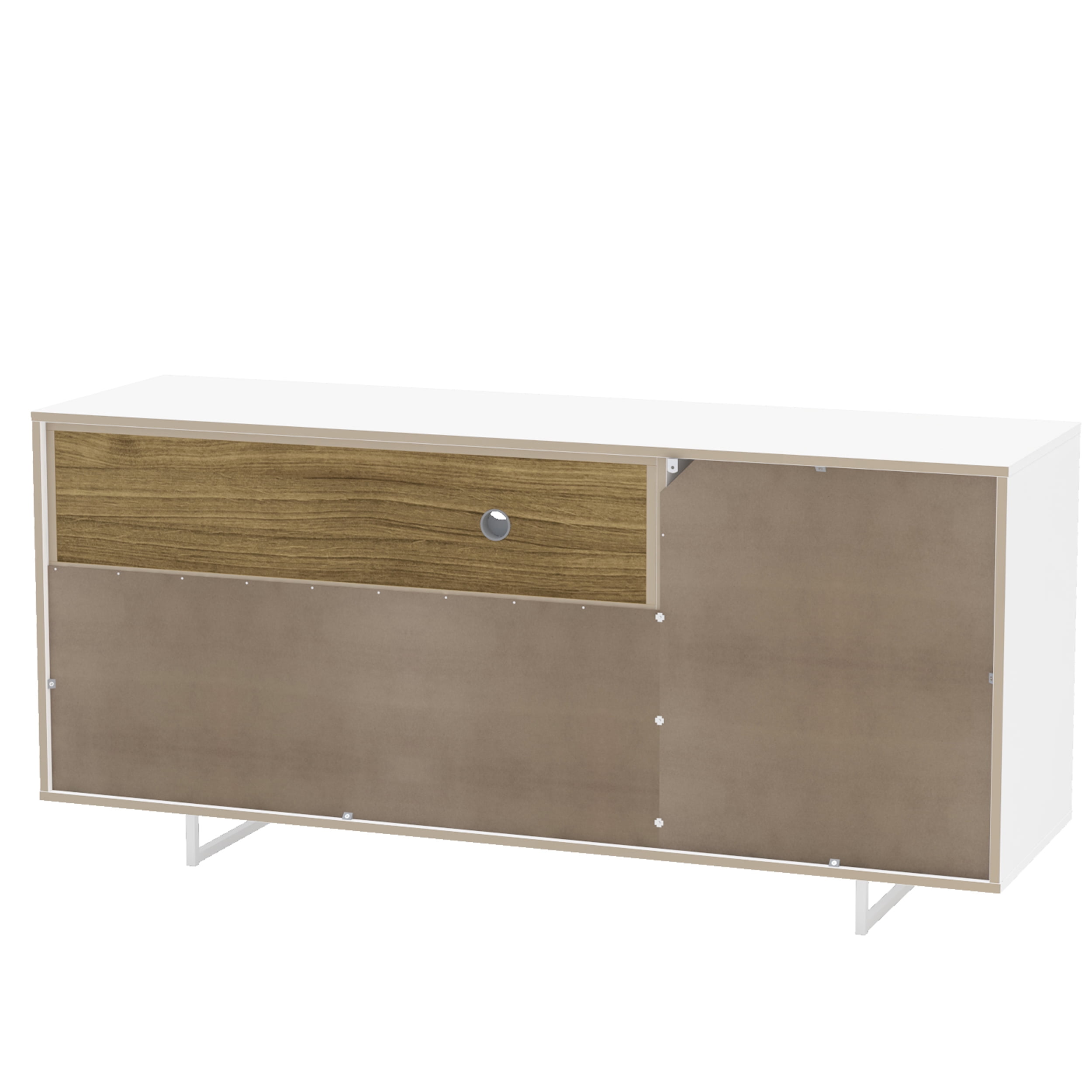 Polifurniture Honolulu TV Stand with 3 Open Shelves for TVs up to 65, White & Walnut - Image 9