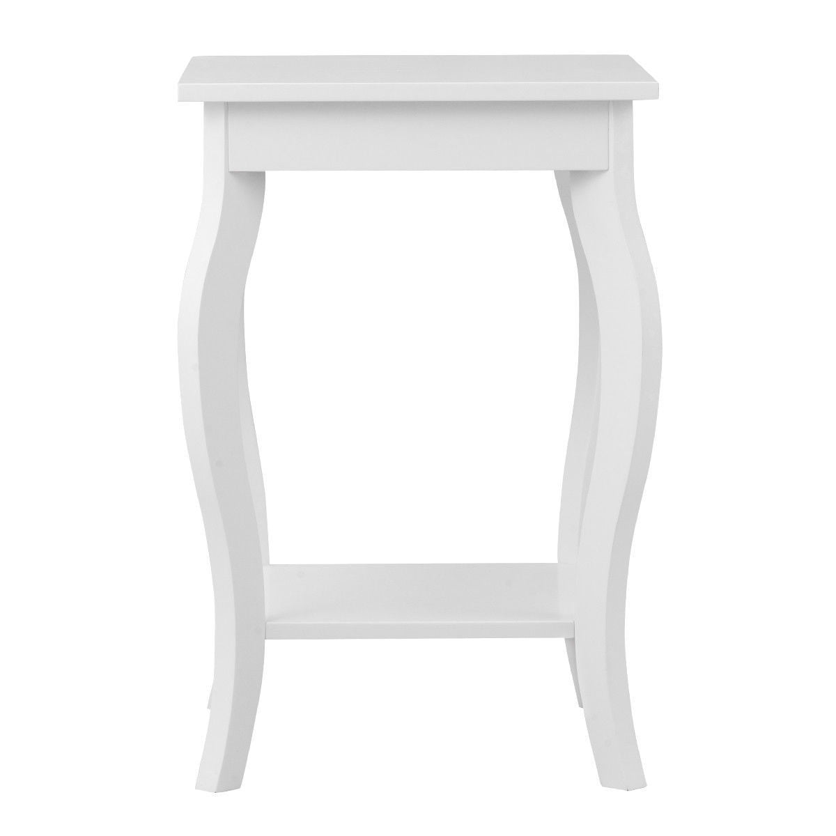 Gymax Set of 2 Accent Side Table Sofa End Table Night stand Coffee Table w/ Shelf White - Image 4