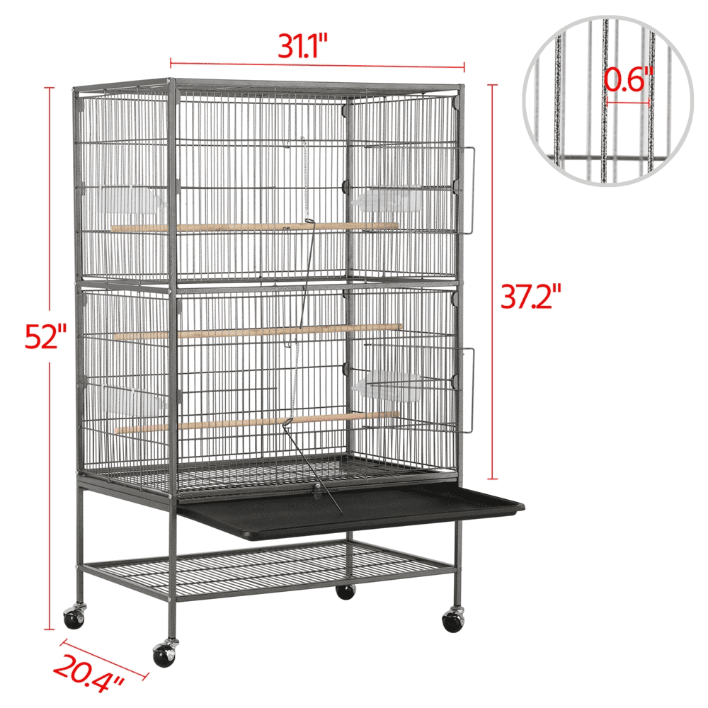 Renwick 52 inch Bird Parrot Cage for Parrot Parakeet Finches, Black - Image 8