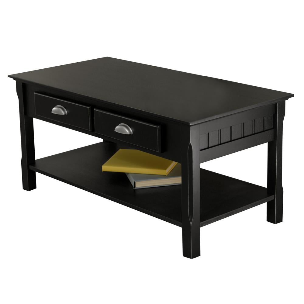 Winsome Wood Timber Coffee Table with Two Drawers, Black Finish - Image 2