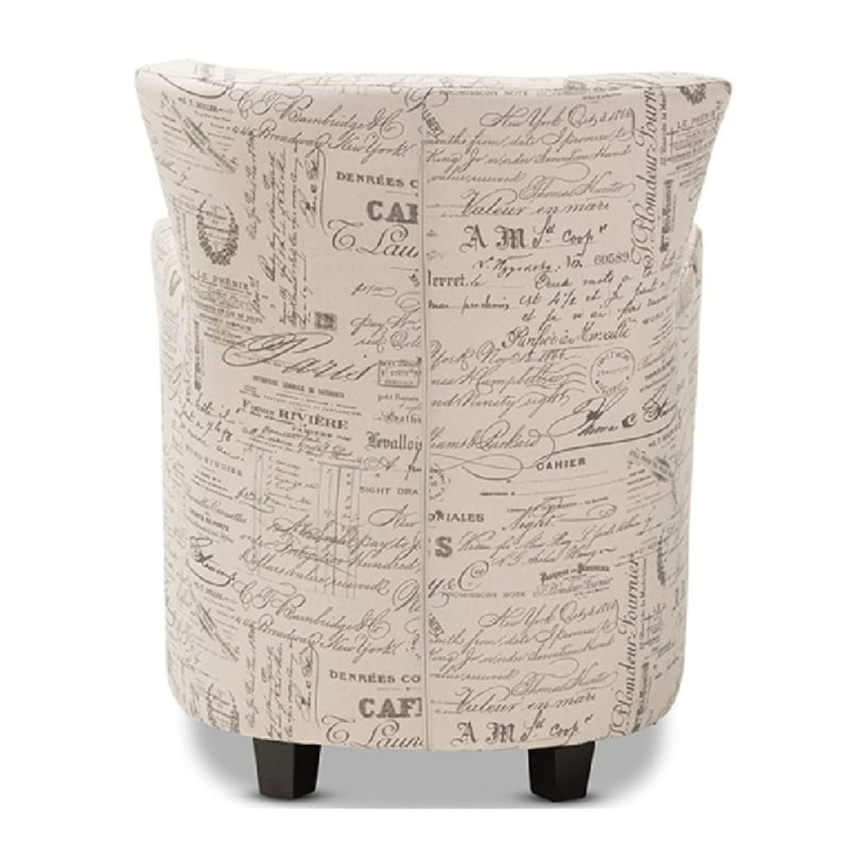 Baxton Studio Benson French Script Patterned Fabric Club Chair and Ottoman Set - Image 5