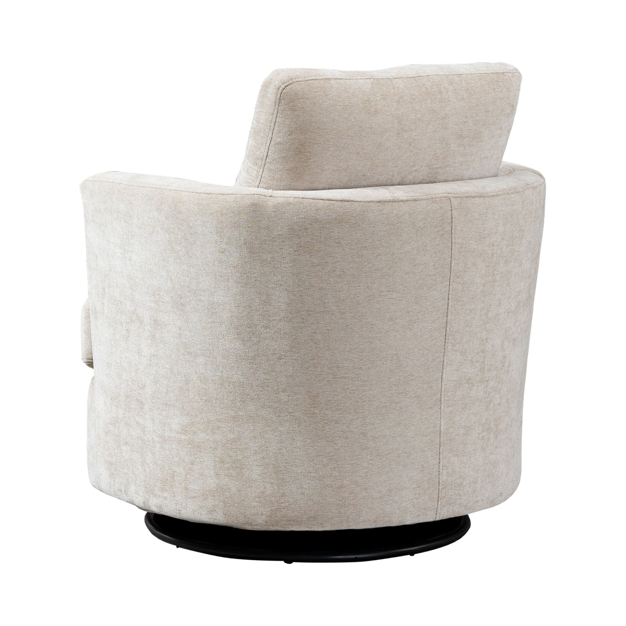 Aukfa 32" Wide Swivel Barrel Chair Accent Chair with Pillow for Living Room Bedroom, Chenille, Beige - Image 6