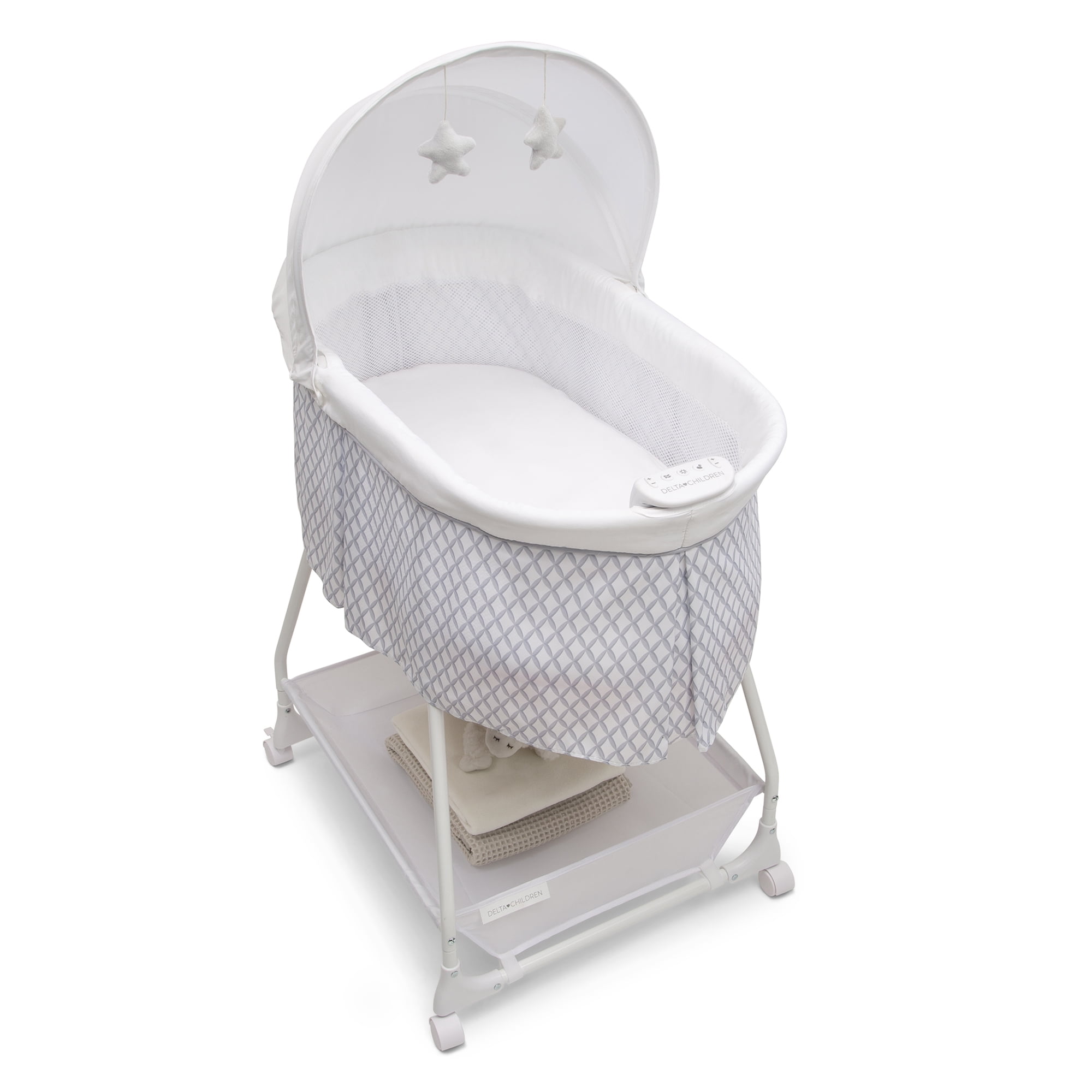 Delta Children Deluxe Soothing Dreams Bassinet, Grey Windchime - Image 6