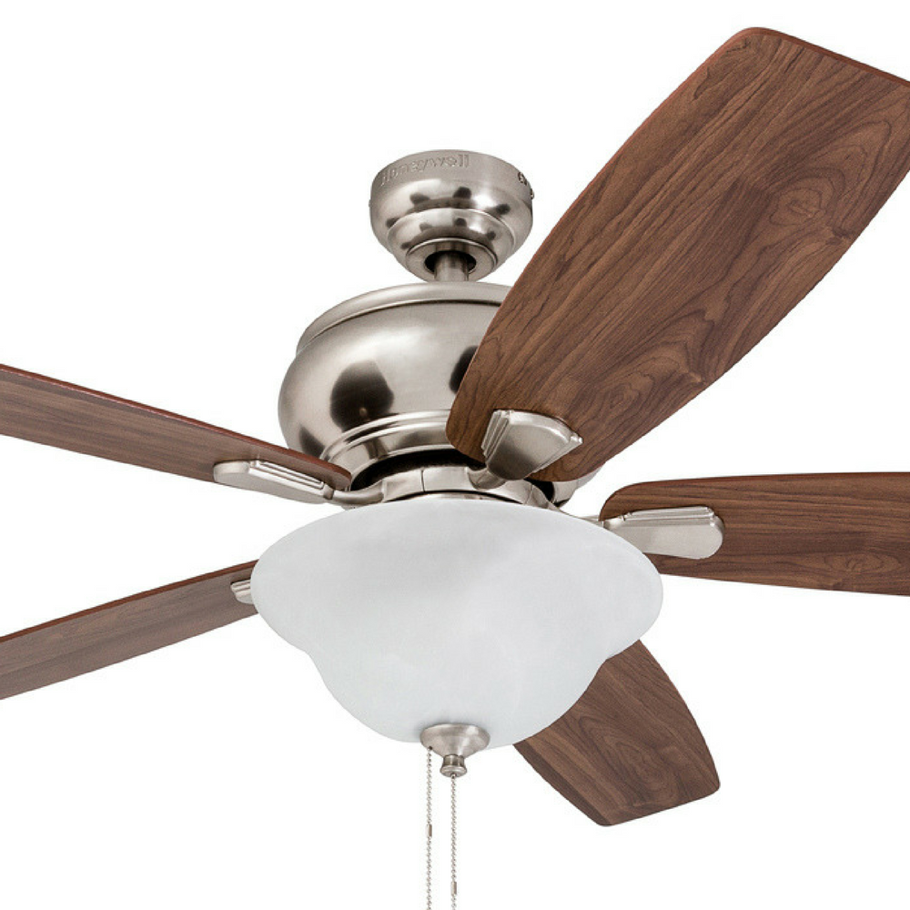 Honeywell Elston 52” Satin Nickel Ceiling Fan with Bowl Light and Remote Control - Image 5
