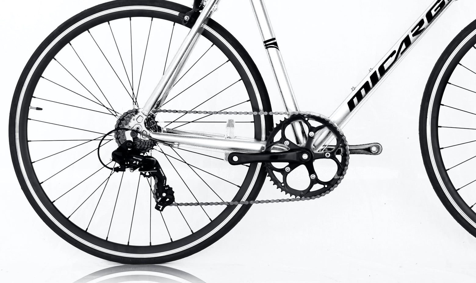 Wonder Wheels Road Bike 700C 53 cm Aluminum Frame White Shimano Tx-35 7 Speed Alloy Black Rims, Black Spokes 700C*1.5*14G*32H Tire: Black - White - Image 7