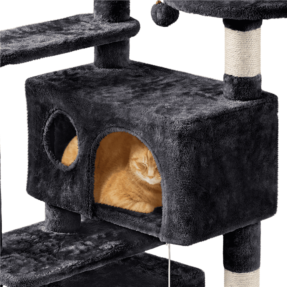 Renwick 57" Double Condos Cat Tree with Scratching Post Tower, Black - Image 5