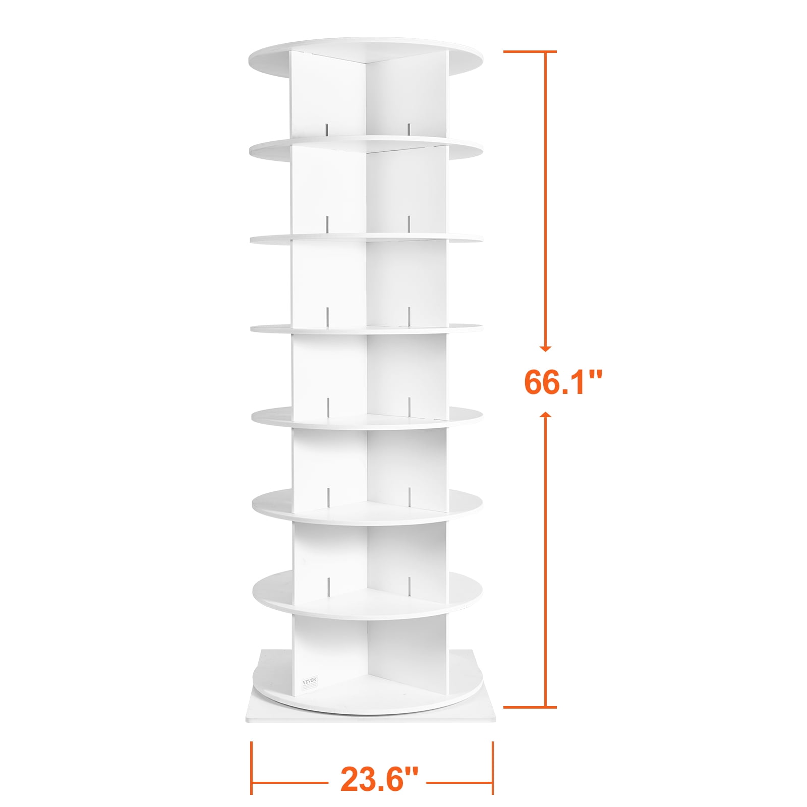 KFFKFF 7-Level Rotating Footwear Storage Tower, 360° Circular Shoe Showcase, Rotational Footwear Storage Carousel, Round Shoe Organizer with Stand for Bedroom, Living Room, Foyer, in White - Image 3