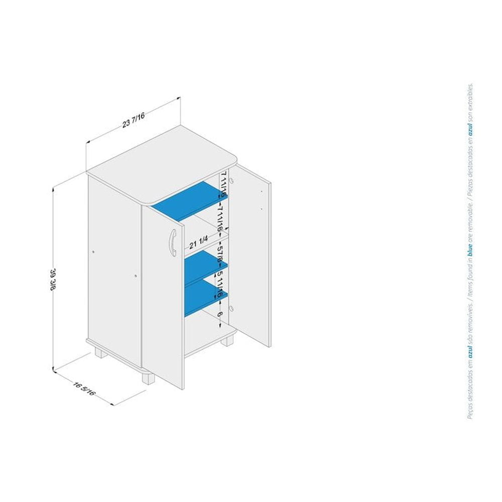 Polifurniture Michigan 40 in. 2 Door Storage Cabinet with 4 Shelves, White - Image 9