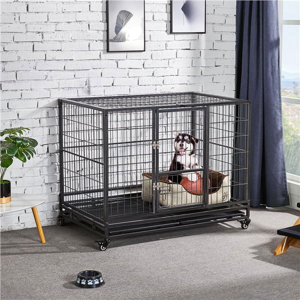 Heavy Duty Collapsible Dog Kennel and Crate Pet Playpen Indoor Outdoor Black - Image 4