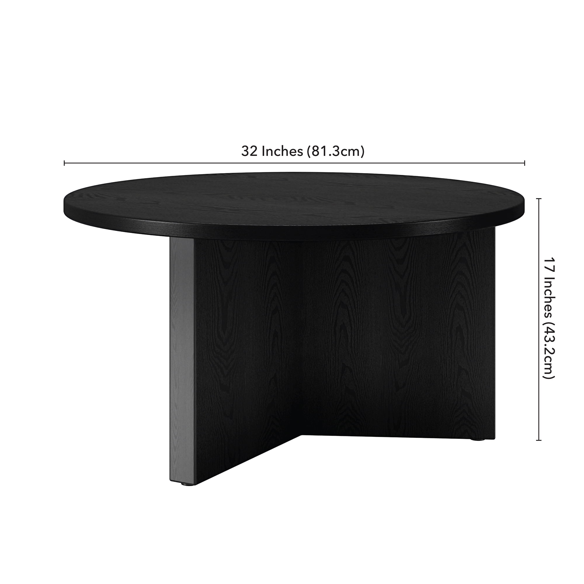 Evelyn&Zoe Anders 32" Wide Round Coffee Table, Black Grain - Image 4