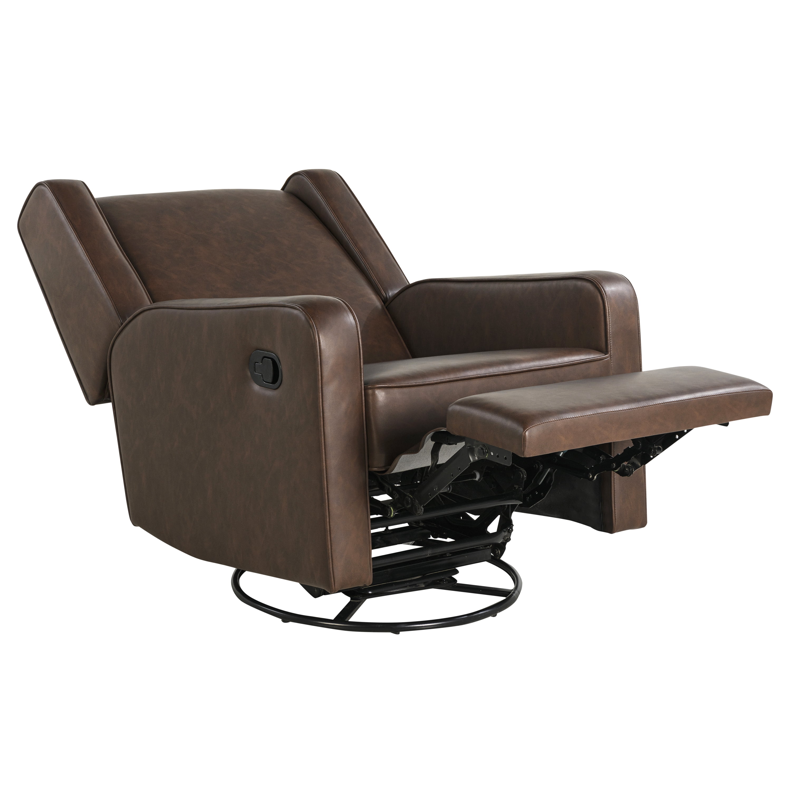 Relax A Lounger Easton Modern Swivel Recliner, Brown Faux Leather - Image 3