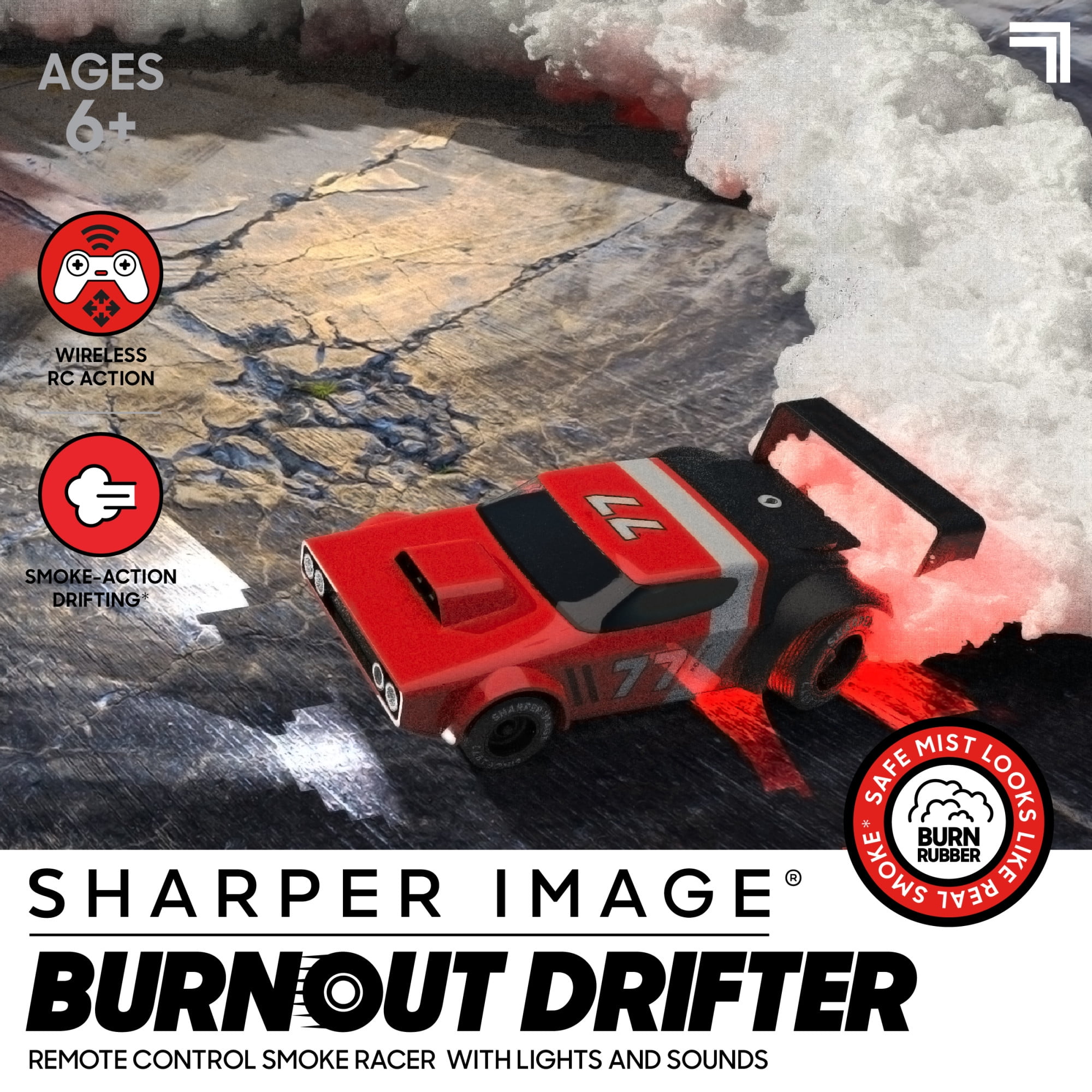 Sharper Image® Burnout Drifter Wireless Remote-Control Drifting Race Car with LED Lights and Smoking Tires - Image 7