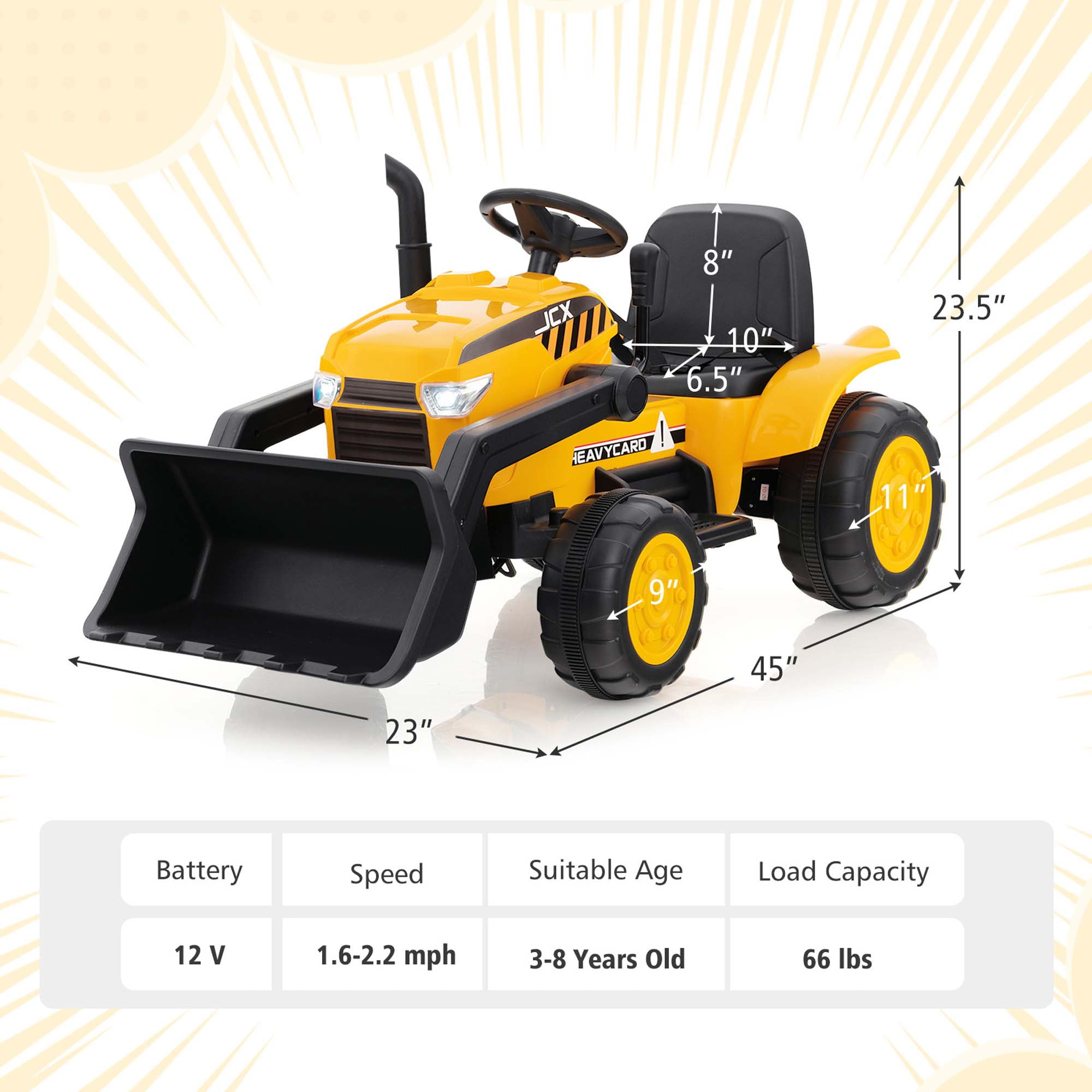 Costway 12V Kids Ride On Excavator Digger Electric Bulldozer Tractor RC with Light & Music - Image 8