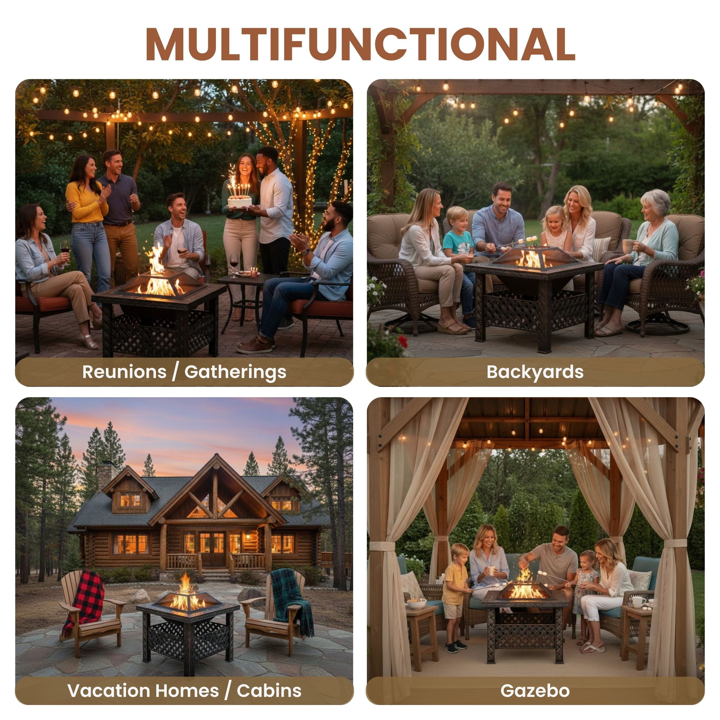 Pure Garden 26-Inch Outdoor Fire Pit with Screen, Cover, and Poker (Bronze) - Image 7