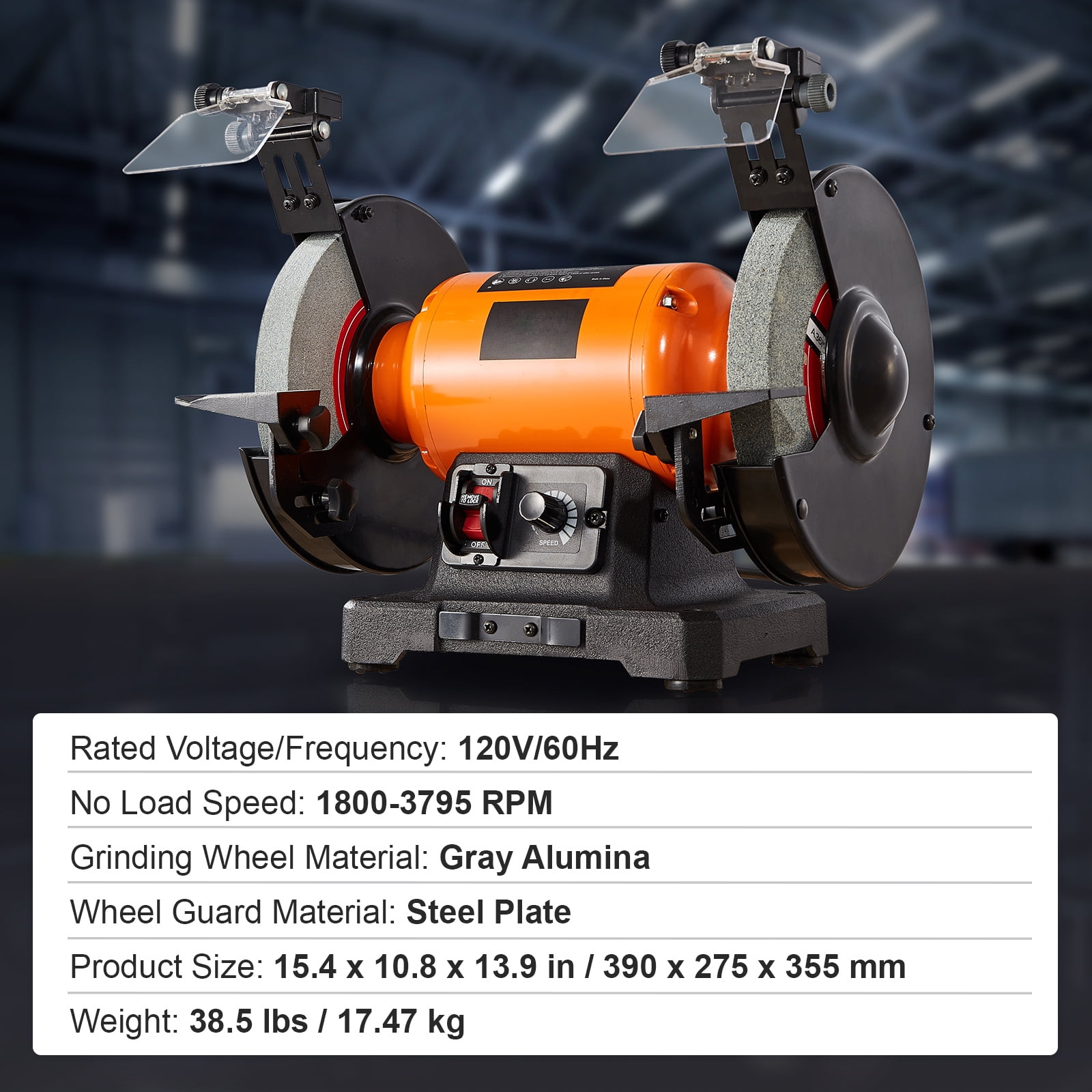 BENTISM Bench Grinder, 8 inch Variable Speed Bench Grinder with 5.0A Brushless Motor 1800-3795 RPM, Table Grinder with Cast-aluminum Tool Rest - Image 8