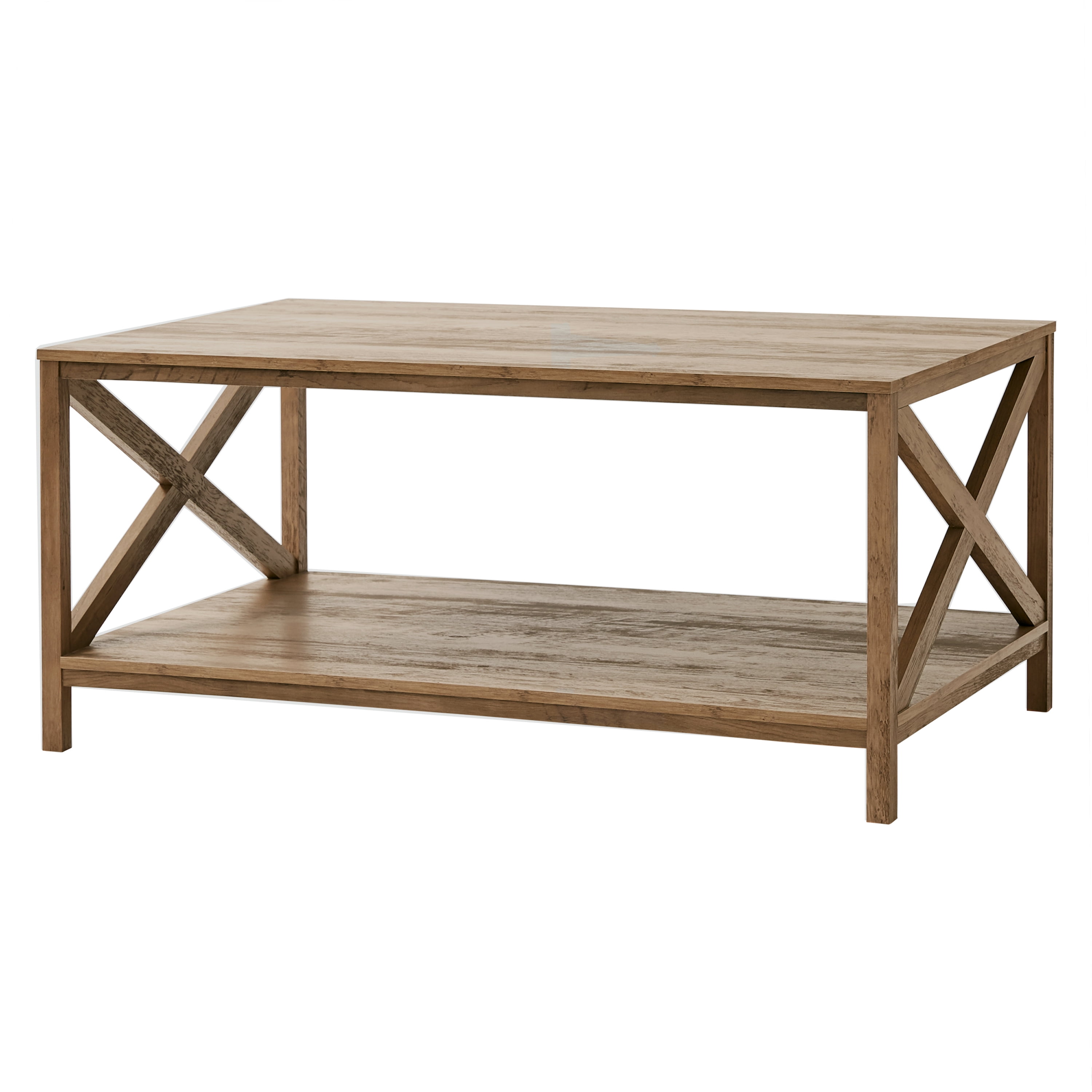 Mainstays Farmhouse Rectangle Coffee Table, Rustic Weathered Oak - Image 3