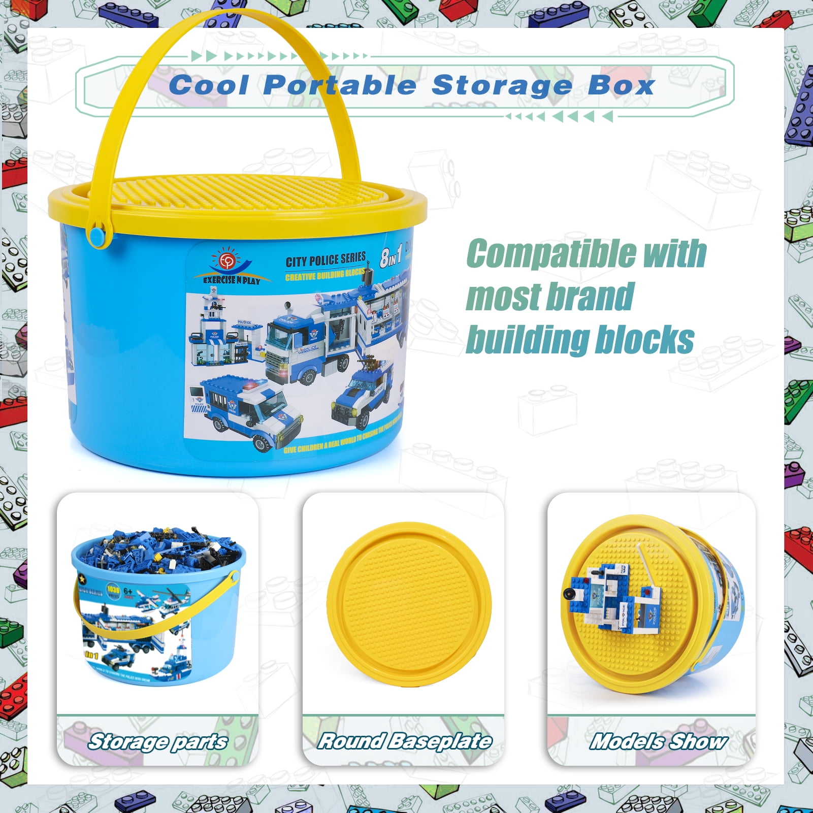 EXERCISE N PLAY 8-in-1 City Police Building Blocks Set, 1039 Pieces - Image 4