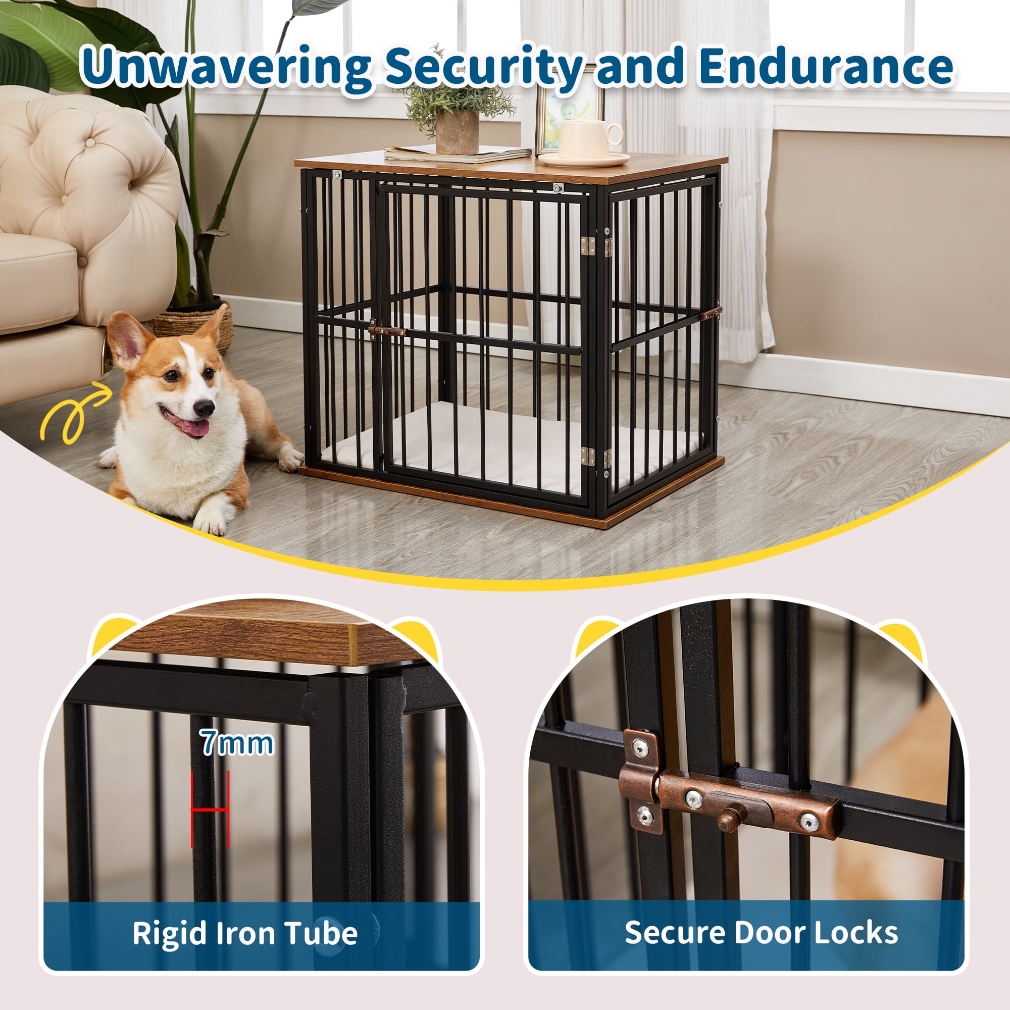 Made4Pets 2-Door Wooden Furniture Style Crate for Dogs with Cushion - Image 12