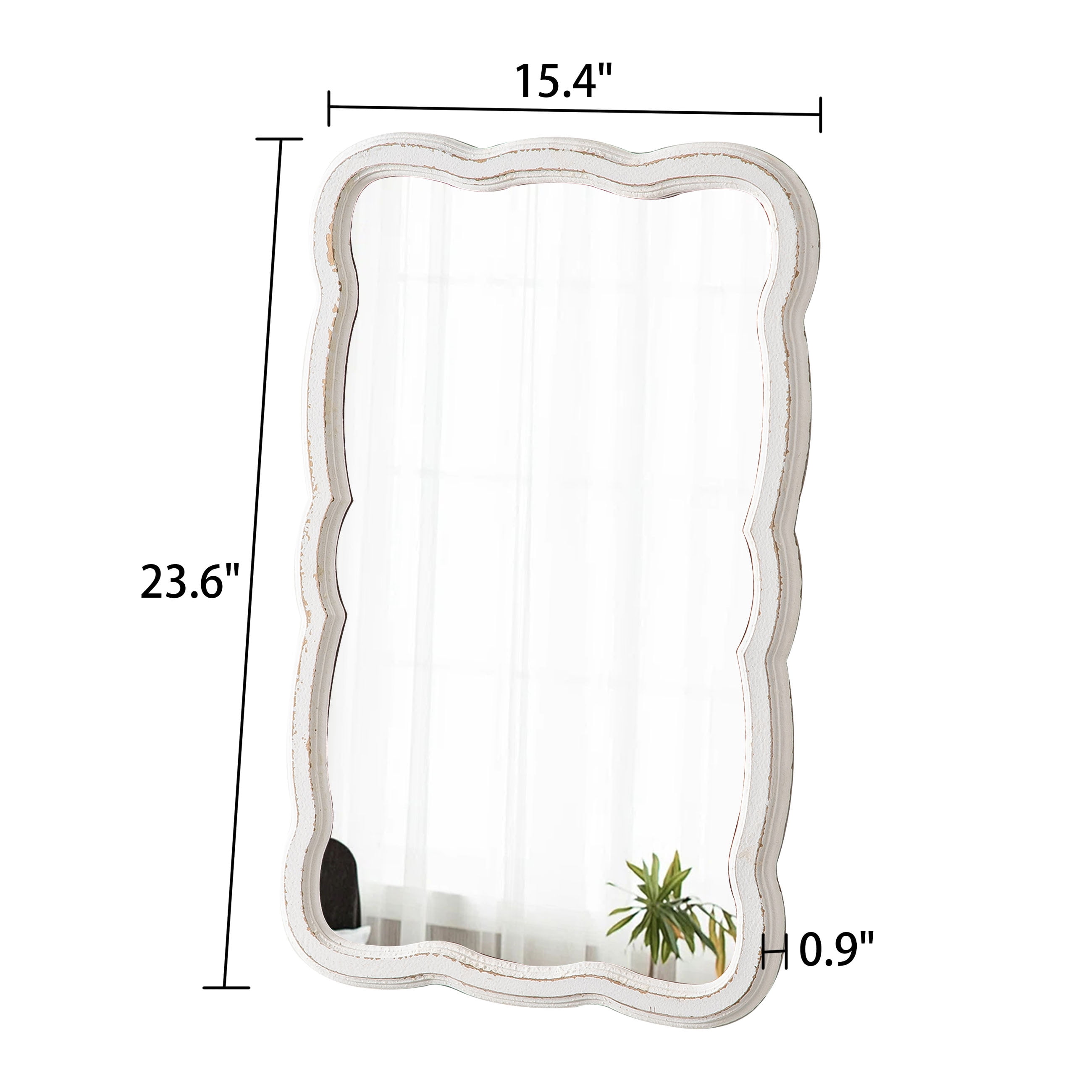 Sintosin Wooden Oblong Rectangular Mirror 16 x 24 inch, White Farmhouse Wall Decor for Bathroom & Home - Image 4