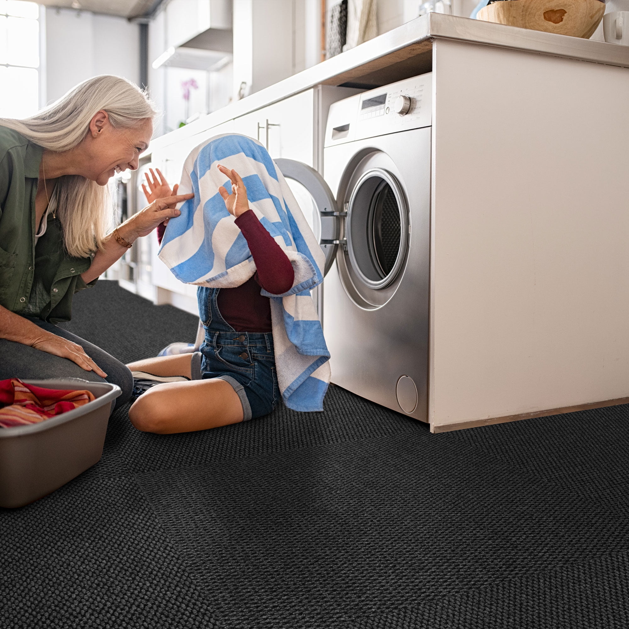 Foss Floors Ash Grey 24' x 24' Peel and Stick Indoor/Outdoor Carpet Tile 40 sq ft 10 Piece - Image 4