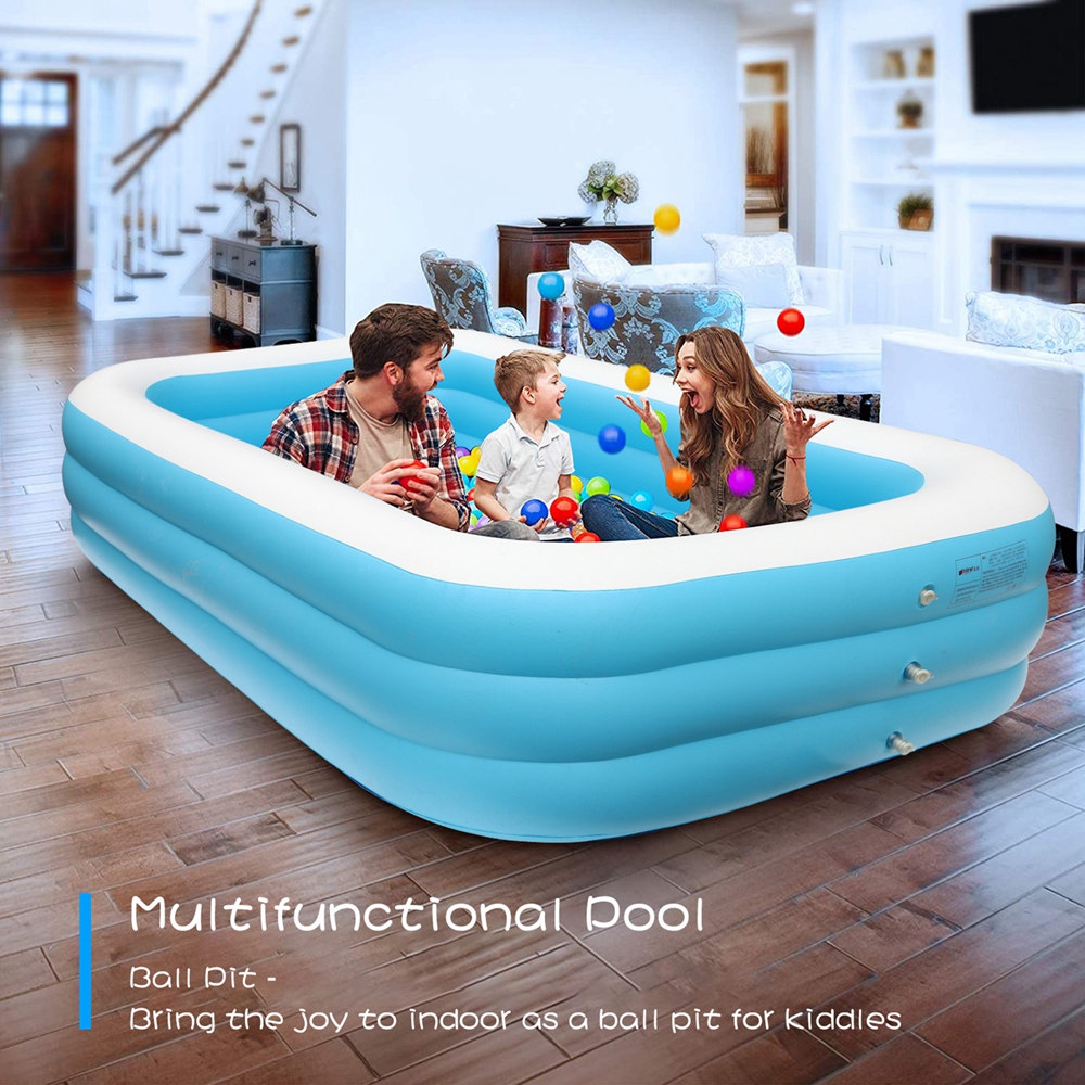 Rectangular Inflatable Pool Sturdy Blow Up Pool for Kids, Adults, Family, 9.84 x 6 x 1.97 ft - Image 4