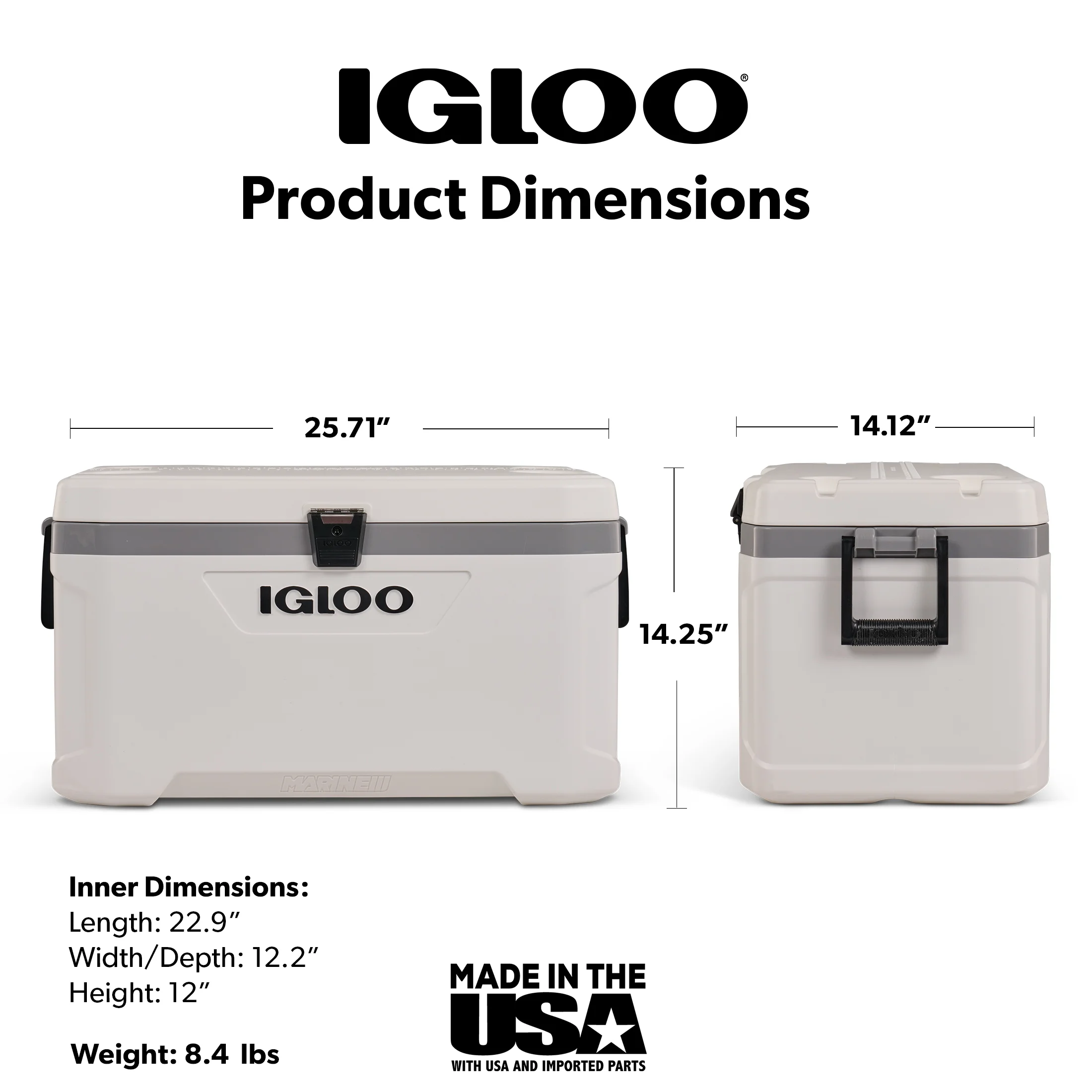 Igloo 70 QT Latitude Marine Ultra Cooler, White and Moonscape Gray - Image 2