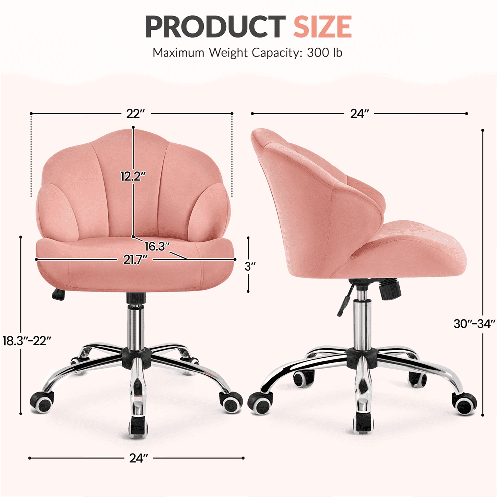 Alden Design Modern Adjustable Desk Chair with Rolling Wheels for Home Office, Pink - Image 7