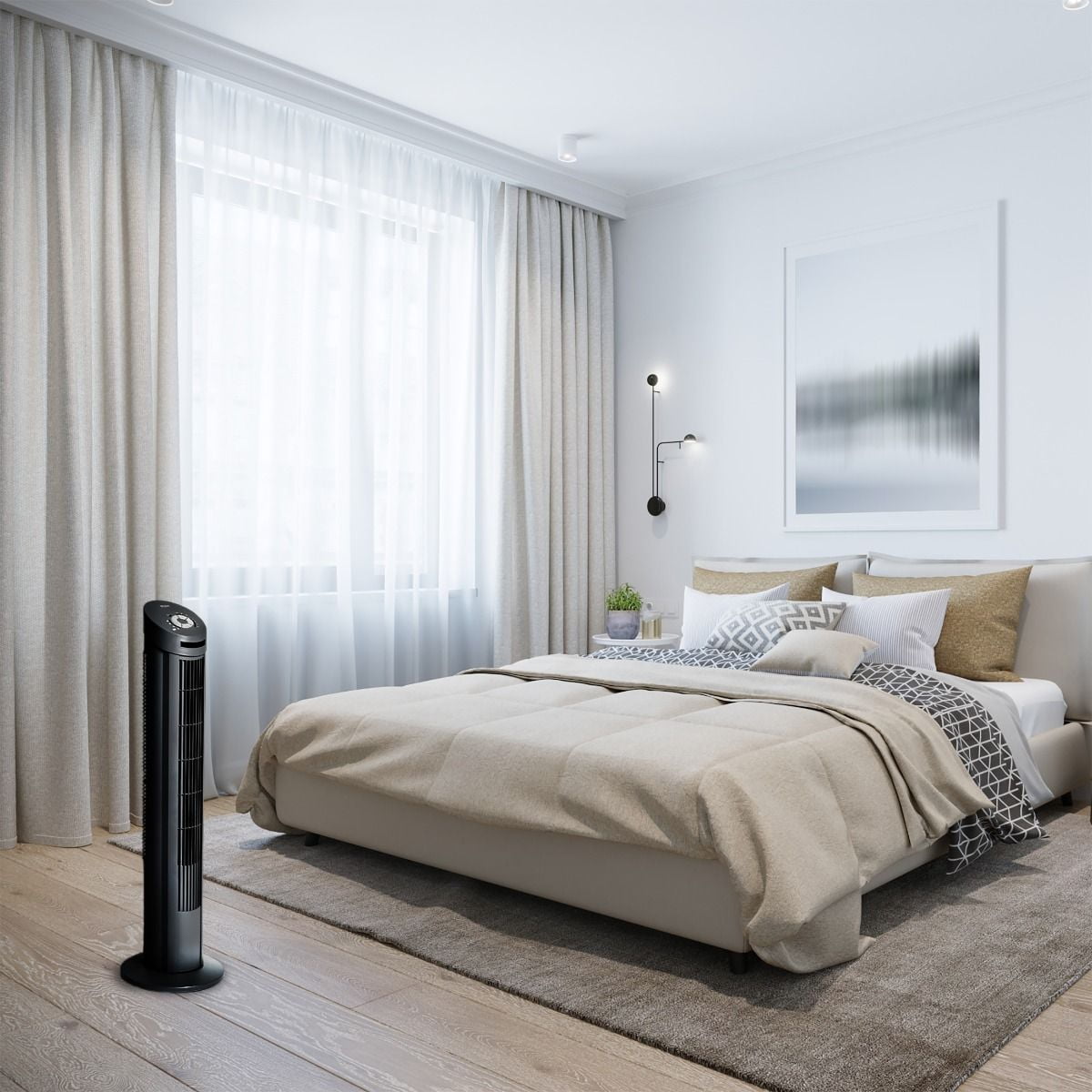 Seville Classics Ultra Slimline Tower Fan Combo Pack - 40" Tower Fan & 17" Personal Tower Fan, Black - Image 13