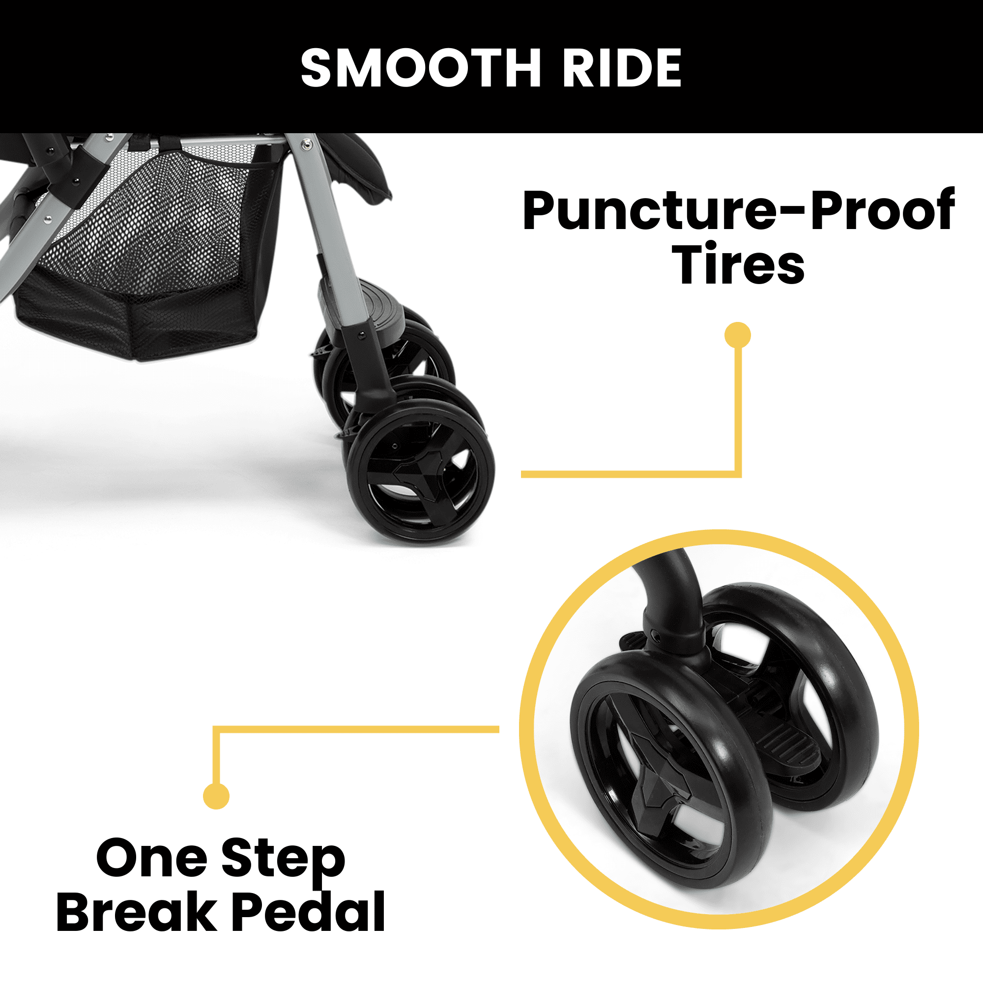 Jeep TurboGlyde Reversible Handle Stroller by Delta Children, Black - Image 5