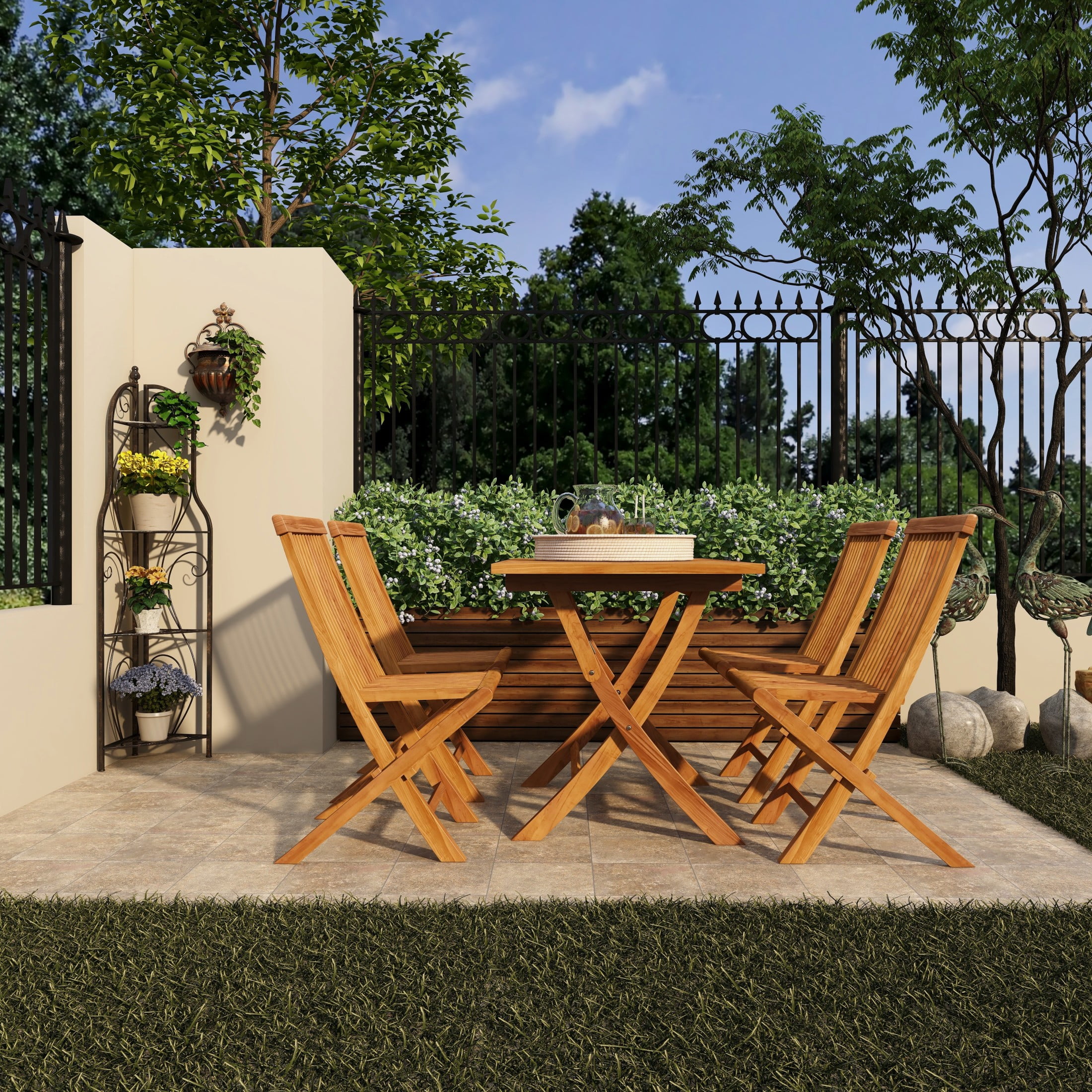 DecMode 17" x 60" Black Metal Scroll Indoor Outdoor Arched Tall Folding Corner 4 Shelf Bakers Rack, 1-Piece - Image 15