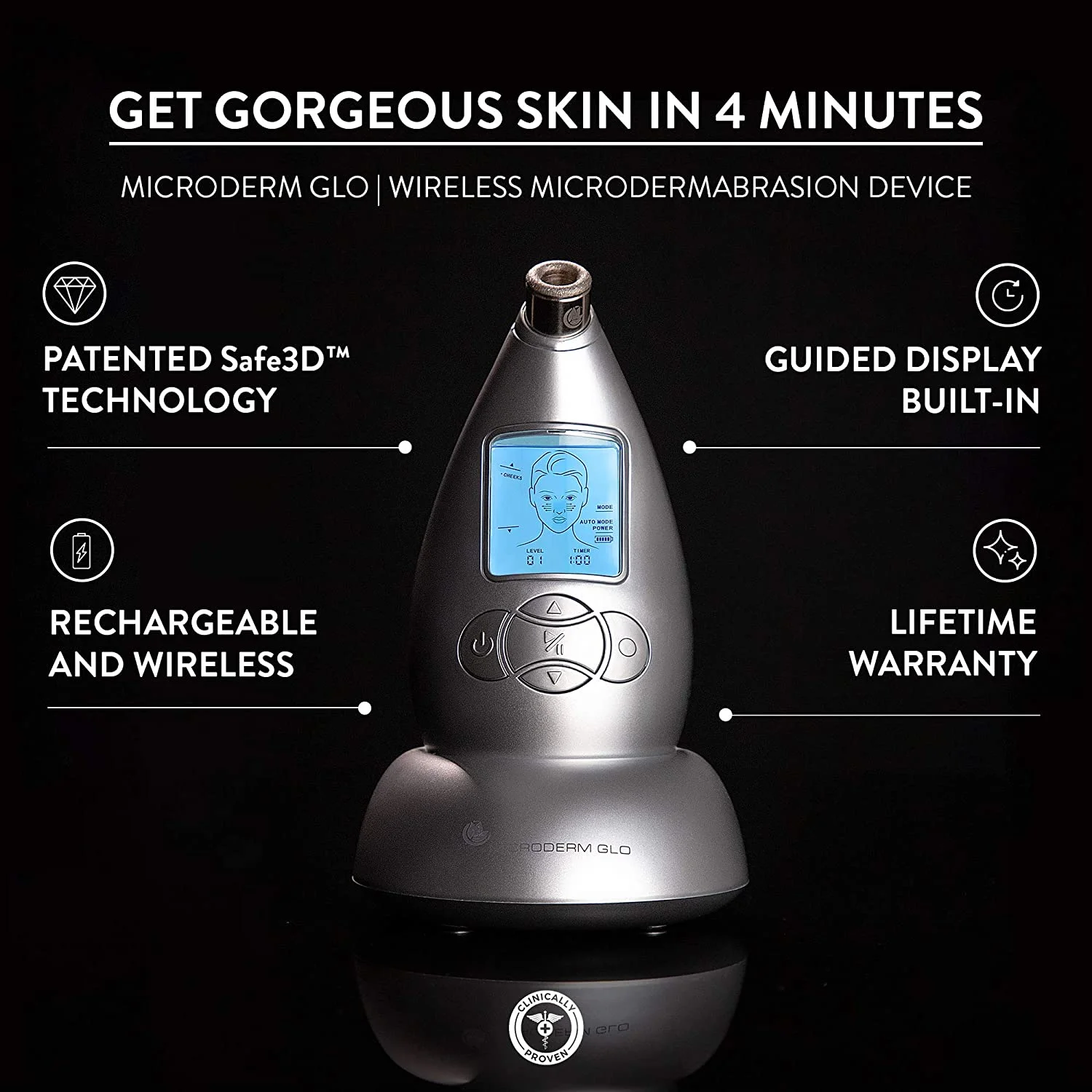 Microderm GLO Diamond Microdermabrasion Machine Professional and Suction Tool, Clinical Micro Dermabrasion Kit, Silver - Image 2