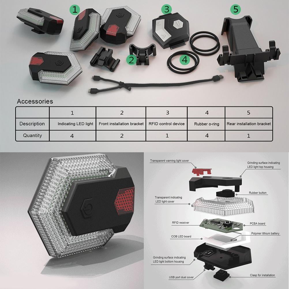 Srliya Bike Turn Signals Front And Rear Safe Warning Light With Remote Control Waterproof Bike Tail - Image 7