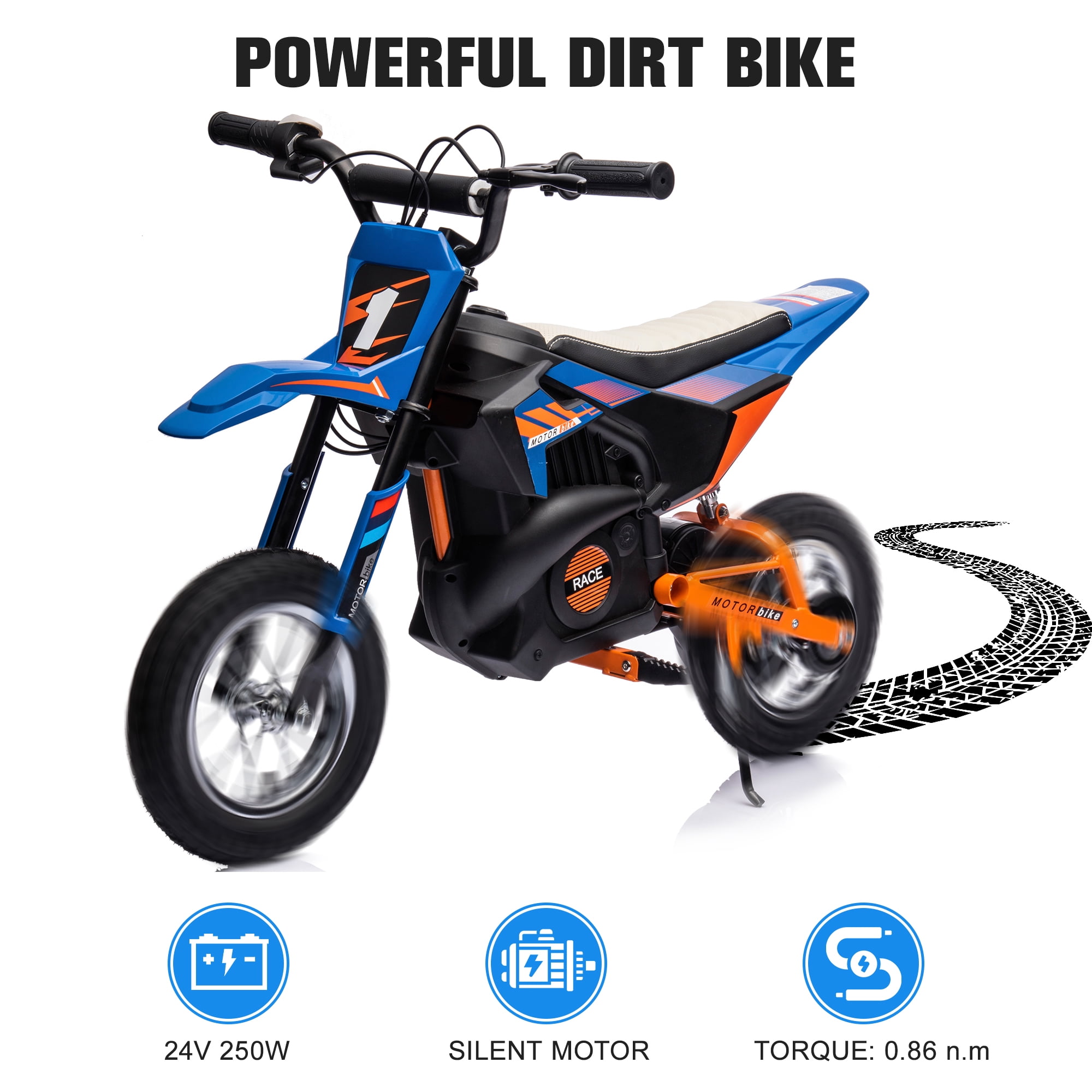 COCLUB 24V Electric Dirt Bike for Kids 13+, Kids Electric Motorcycle & Ride on Bike, Ride On Toy for Kids with 250W Motor, 30-Min Ride On Time, Hydraulic Suspension, Blue - Image 5