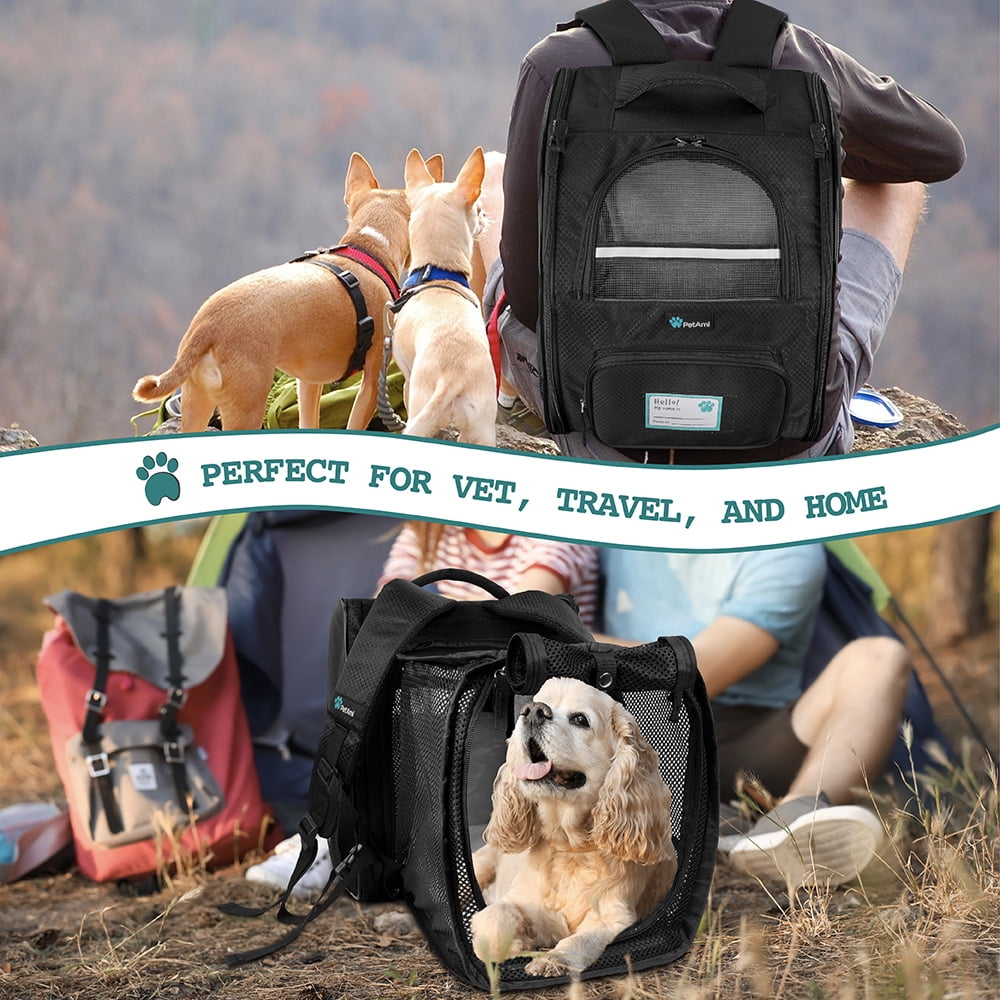 PetAmi Pet Backpack Carrier for Dog Cat, Expandable Cat Carrier Backpack for Travel Hiking, Airline Approved Cat Backpacks For Small Medium Dog Puppy Large Cat, Extended Dog Cat Carrier, Black - Image 7