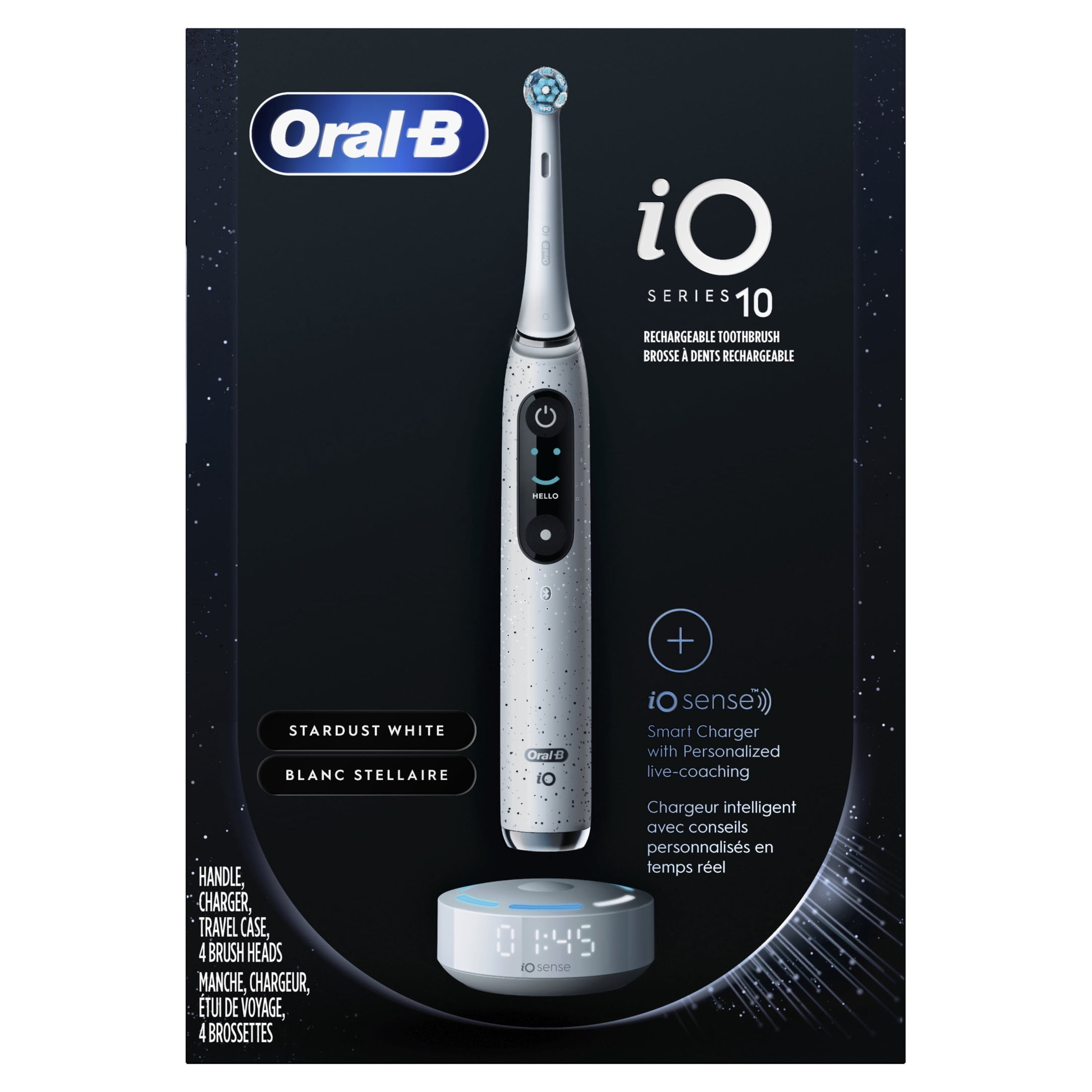 Oral-B Toothbrush, iO Series 10 Rechargeable Electric Toothbrush with (2) Ultimate Clean and (2) Gentle Care Replacement Brush Heads, Black, and Charger - Image 6
