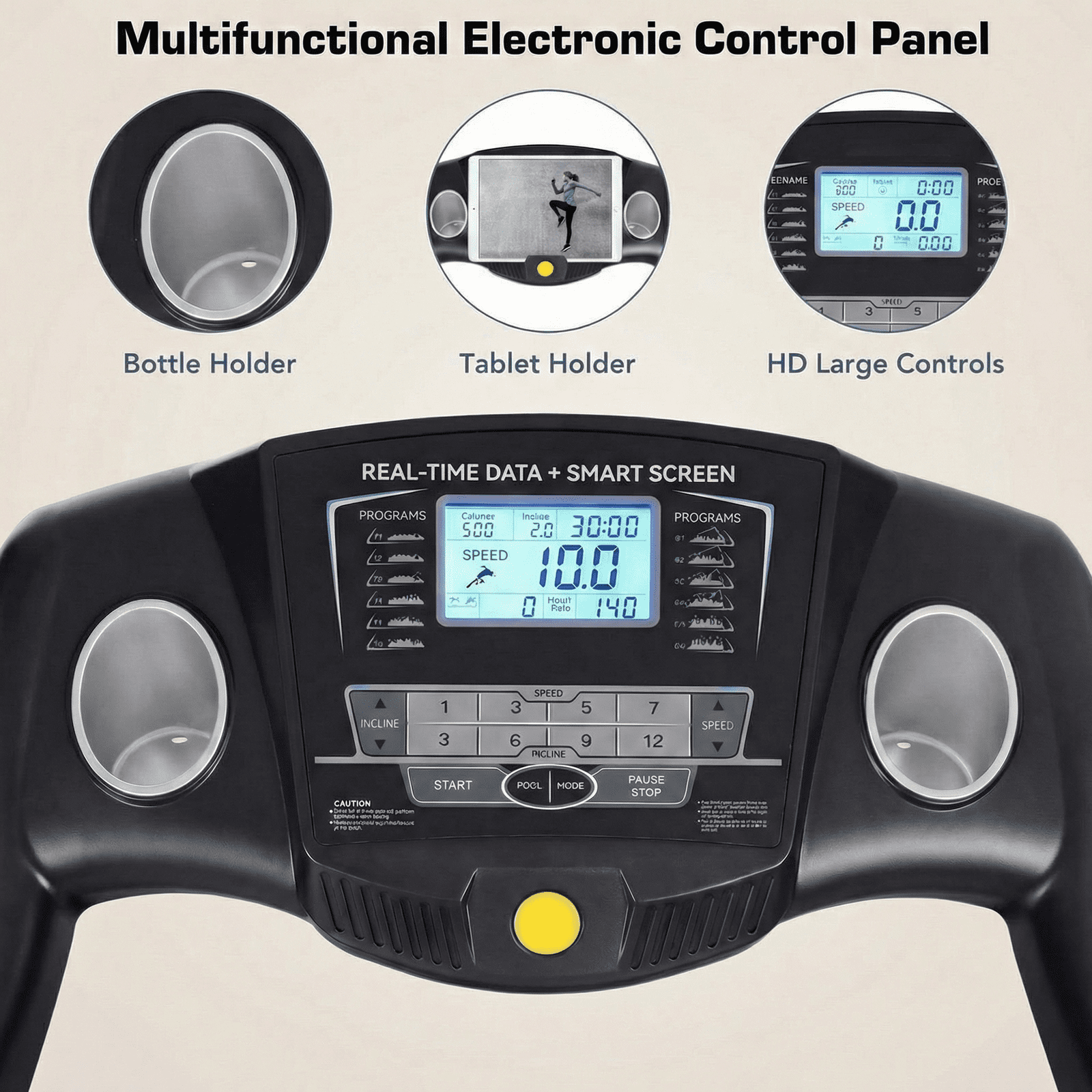 Naipo 12Level Auto Incline Treadmill Folding Electric Treadmill 220lbs Capacity Exercise Treadmill with Speed Range of 0.6 to 8.5 mph for Home Office Running and Walking - Image 6