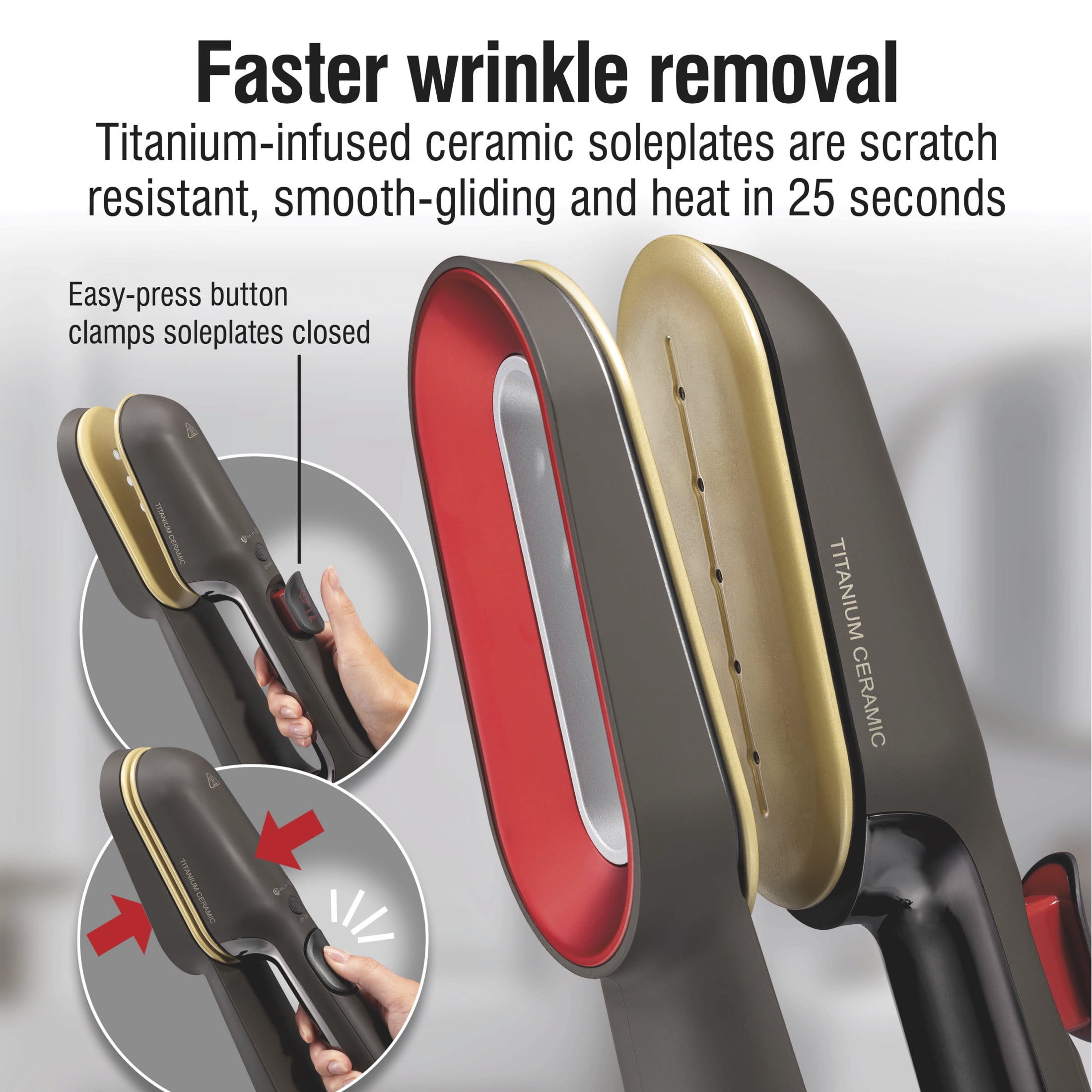 CHI SteamPress 3-in-1 Handheld Garment Steamer for Clothes, Travel Steamer & Iron, Black - Image 10