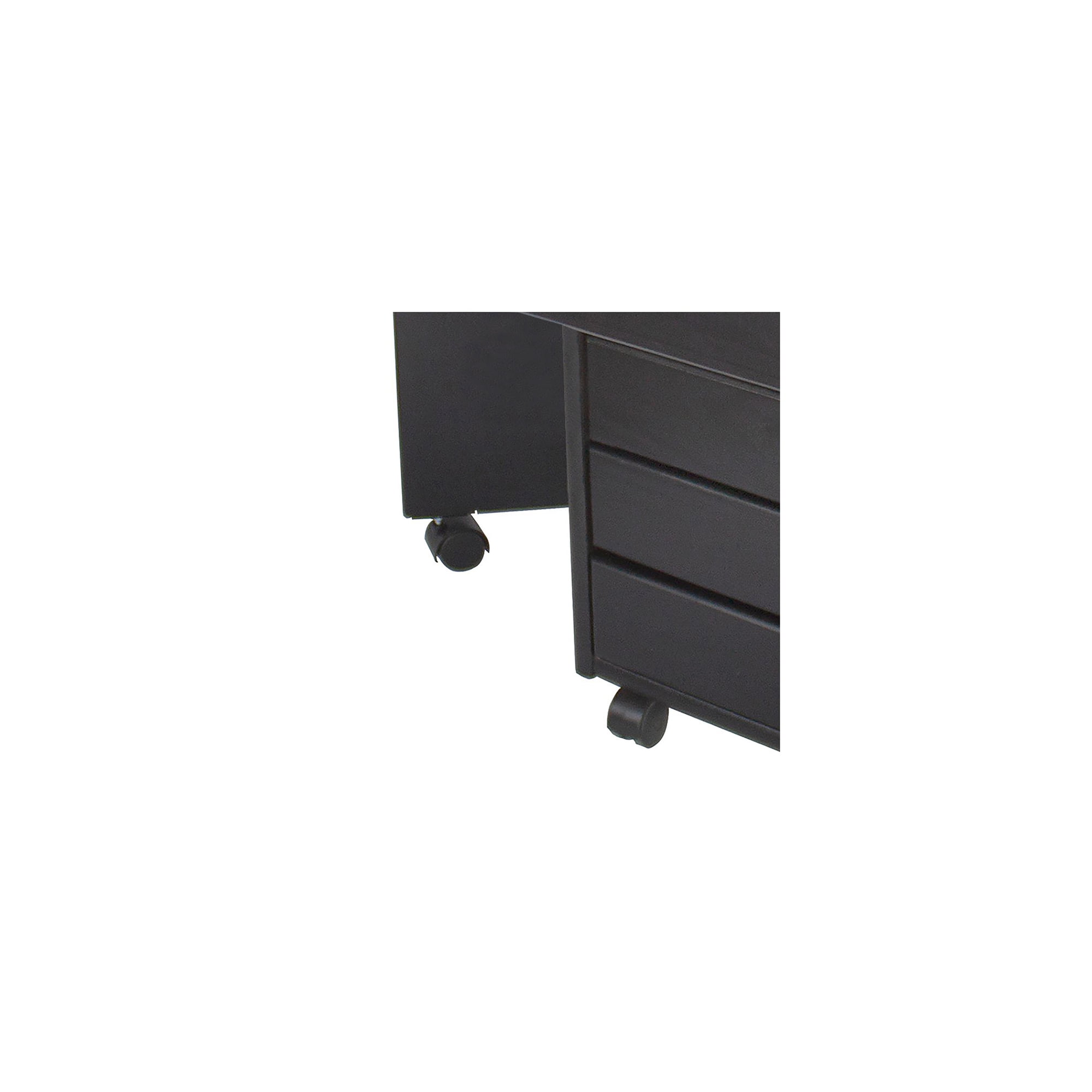 Jela Solid Wood 7 Drawer Gate Leg Roll Cart Desk in Black - Image 7