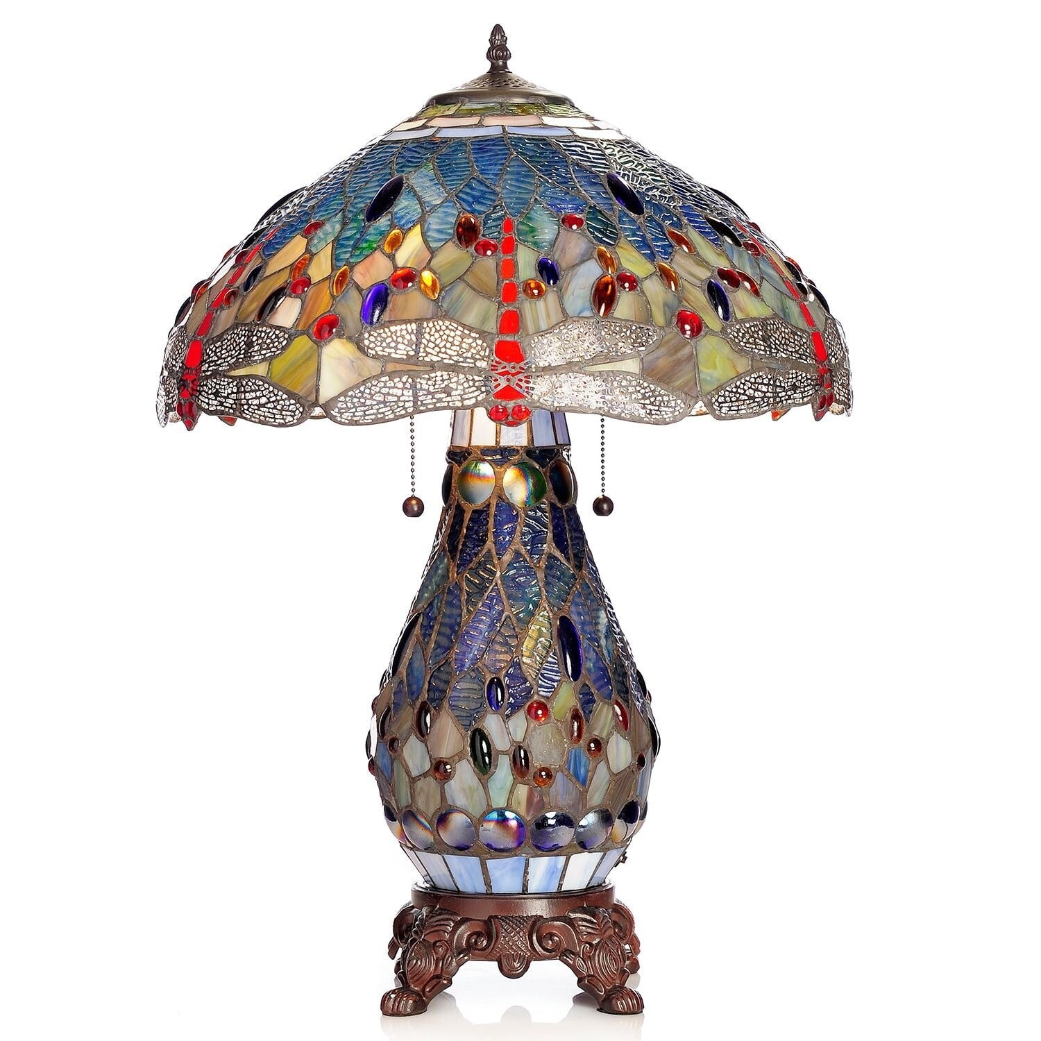 Tiffany-style Dragonfly Lamp with Lighted Base - Image 4