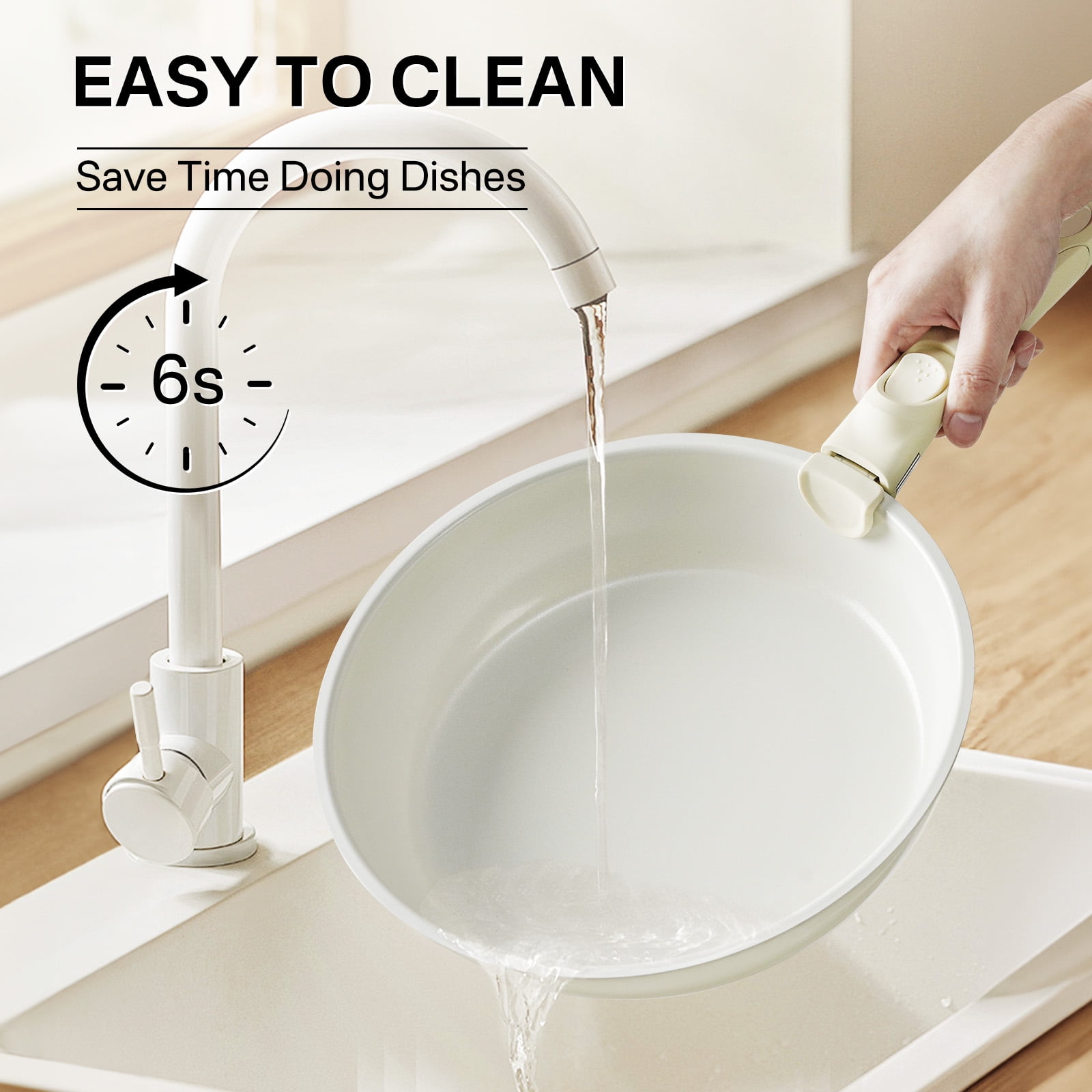 Innerwell 7pcs Nonstick Pots and Pans Set Cookware Detachable Handle Kitchen Set Removable Handle - Image 4