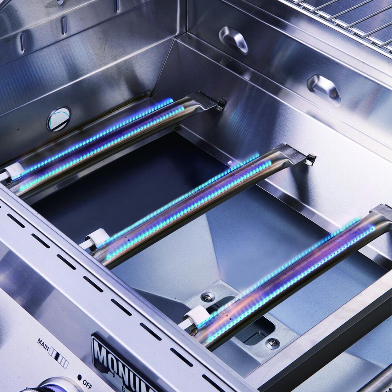 Monument Grills 4 Burner Dual Fuel Gas Grill with Stainless Steel Cabinet, Side Burner, Clear View Lid and LED Controls, 60,000 BTU - Image 13