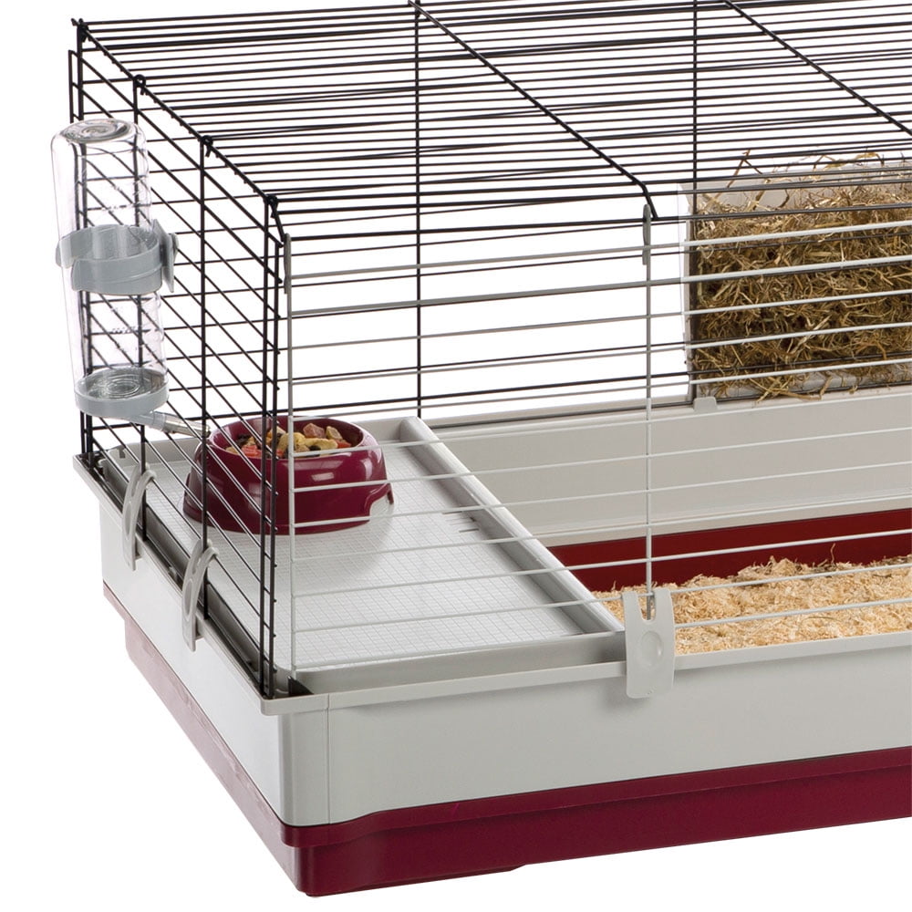 Ferplast Krolik XL Rabbit Cage 140 (Includes Wire Hutch) | 55.9L x 23.62W x 19.7H inches | Burgundy & Cream - Image 2