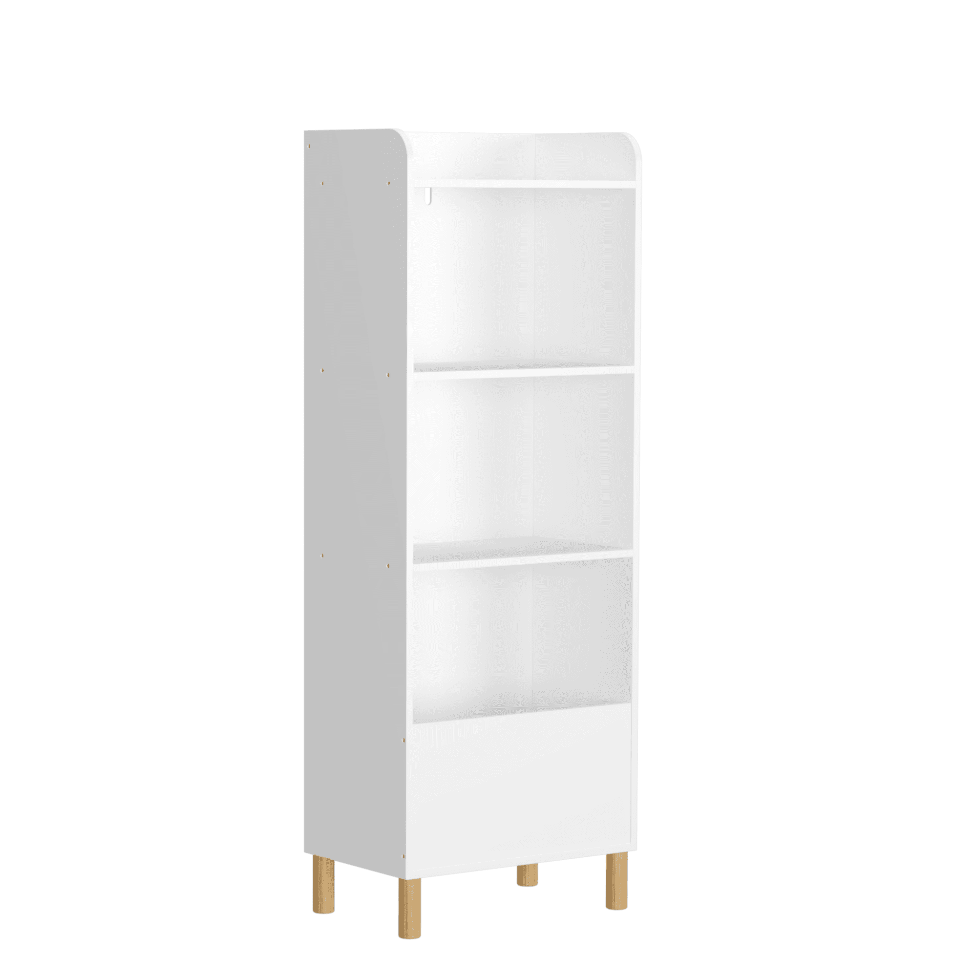PORKISS 4 Tier Bookshelf for Kids, Wooden Kids Bookcase with Toy Storage, Modern Toy Organizer for Bedroom, Playroom, Nursery, White - Image 9