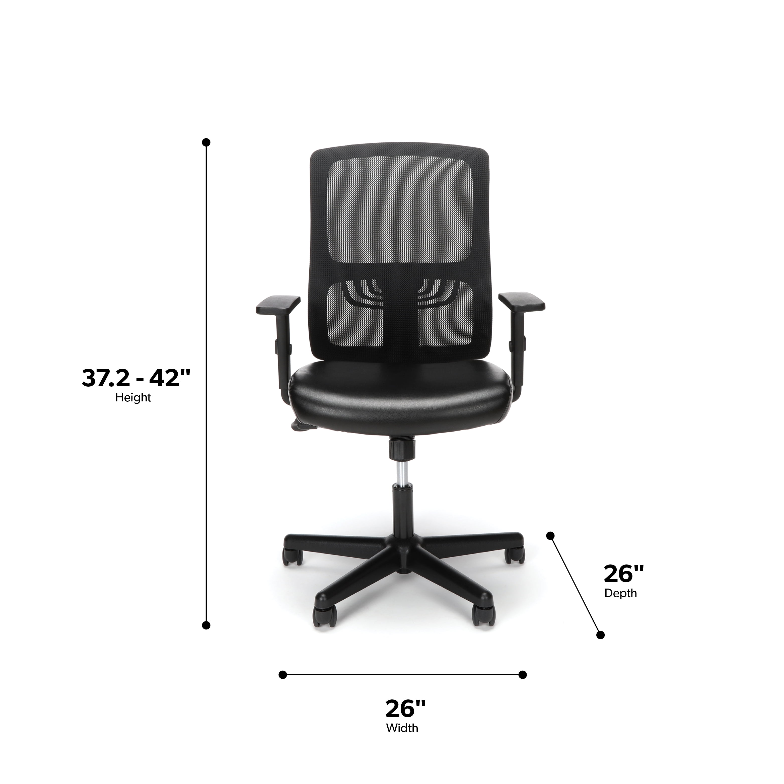 OFM Essentials Collection Mid Back Mesh Back with Leather Seat Office Chair, Lumbar Support, in Black (ESS-3048-BLK) - Image 5