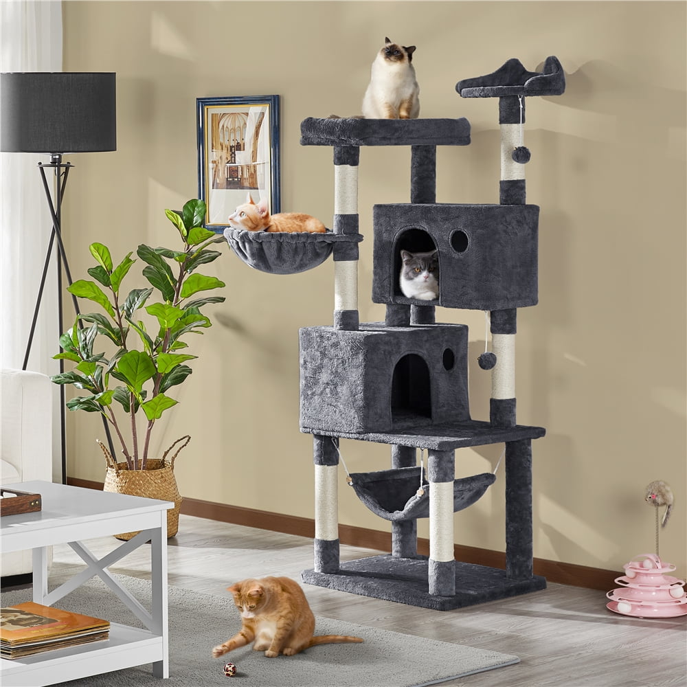 Alden Design 64.5"H Multi-level Cat Tree Tower with Condos and Perches, Dark Gray - Image 7