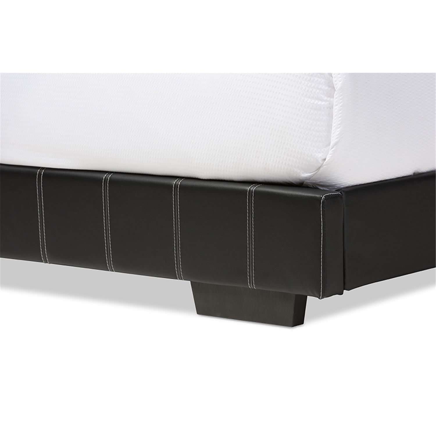Baxton Studio Solo Modern and Contemporary Black Faux Leather Full Size Platform Bed - Image 3